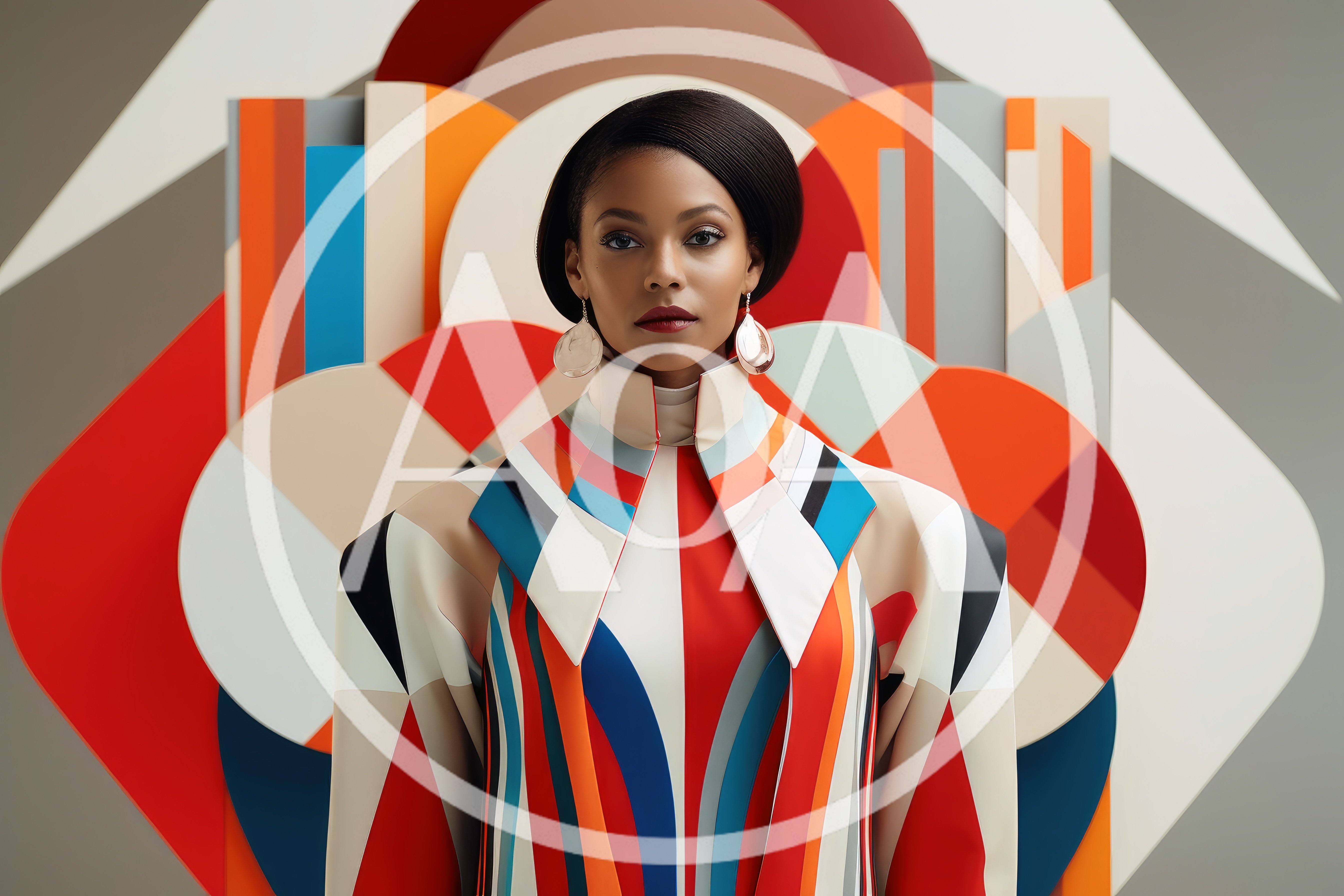Portrait Of A Woman In Geometric Fashion