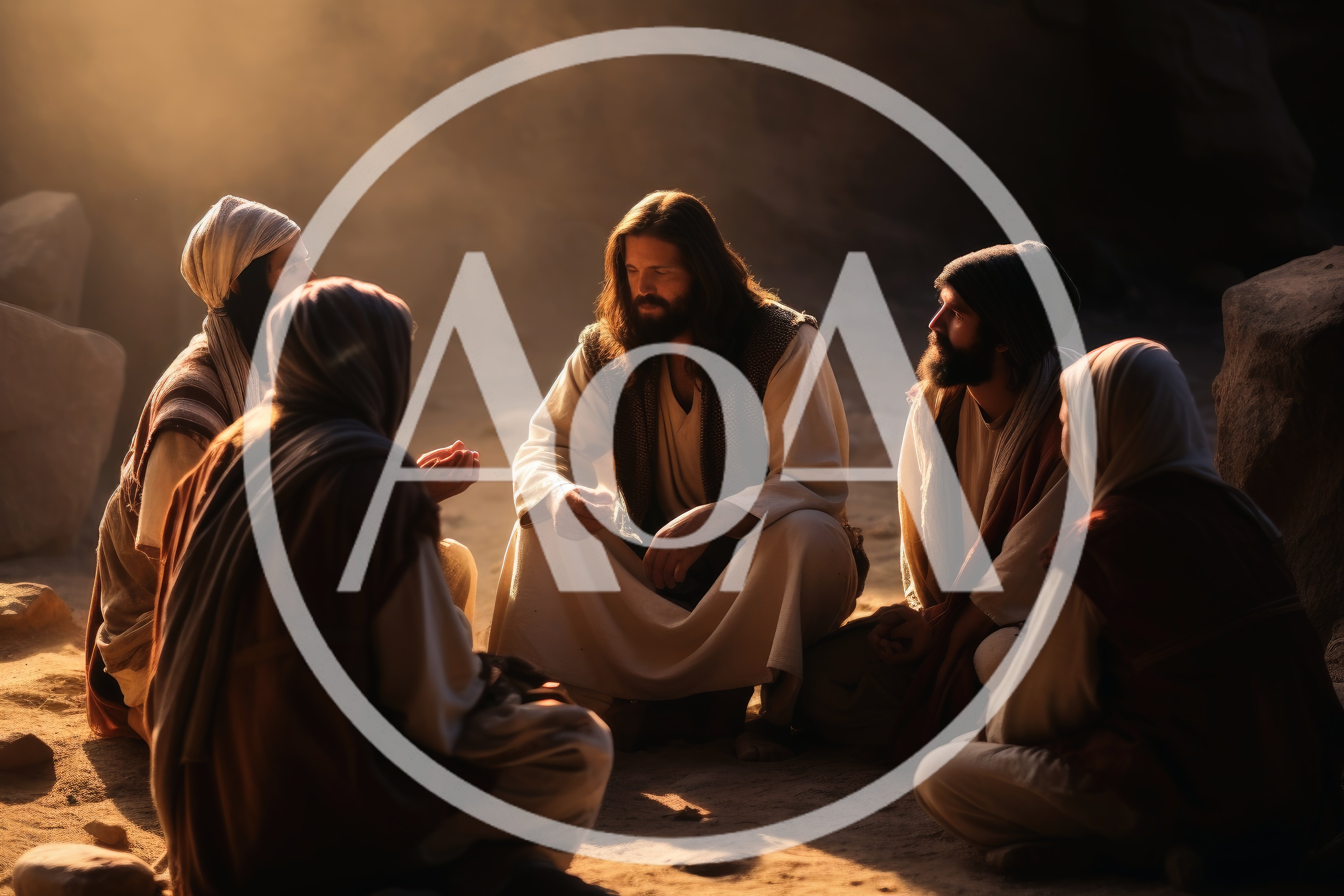 Jesus Christ Teaching Disciples In A Desert Setting