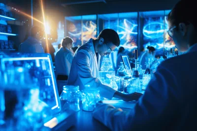 Scientists Conducting Advanced Research In A High Tech Laboratory