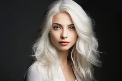 Portrait Of A Young Woman With Platinum Blonde Hair