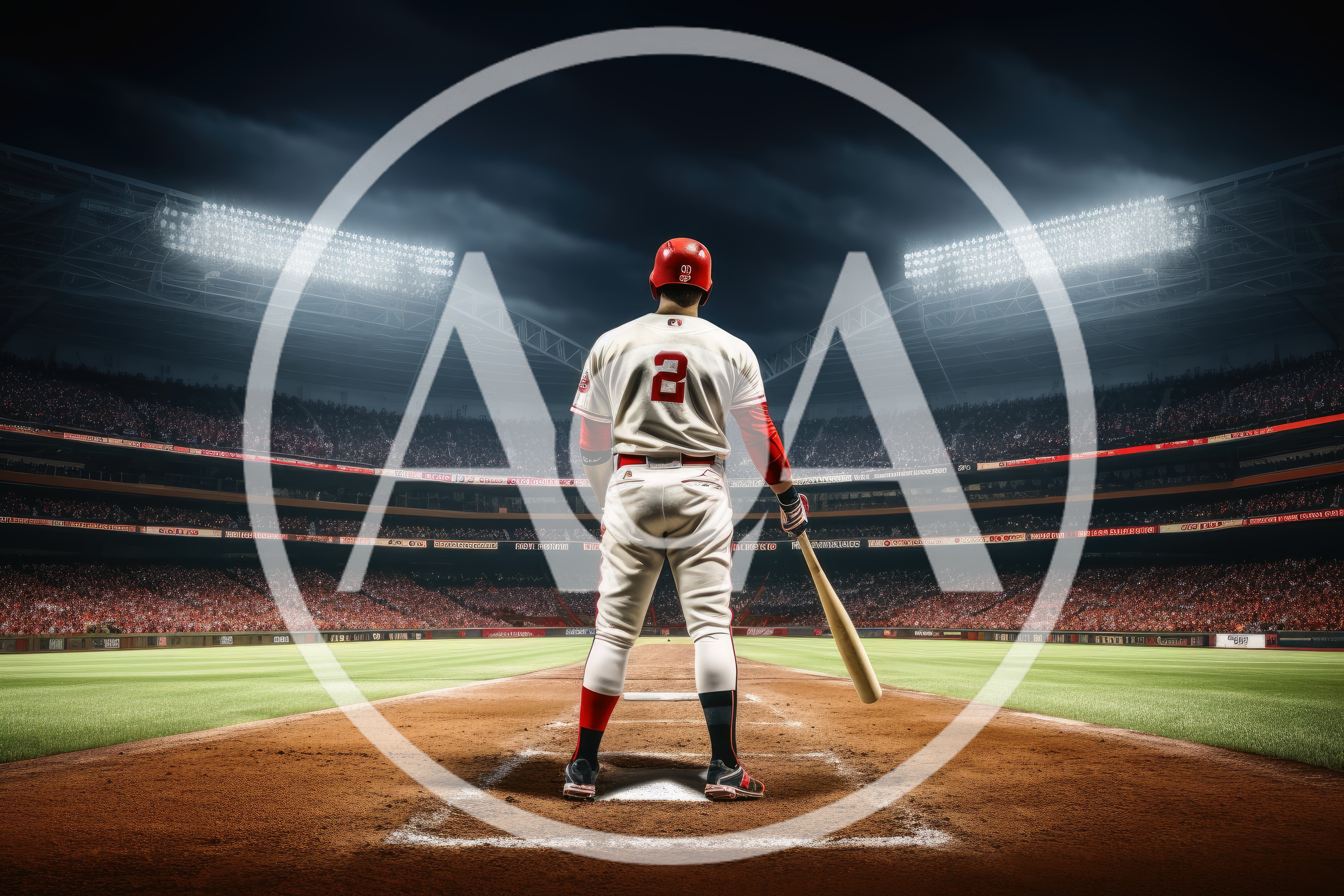 Baseball Player Standing At Home Plate In Stadium