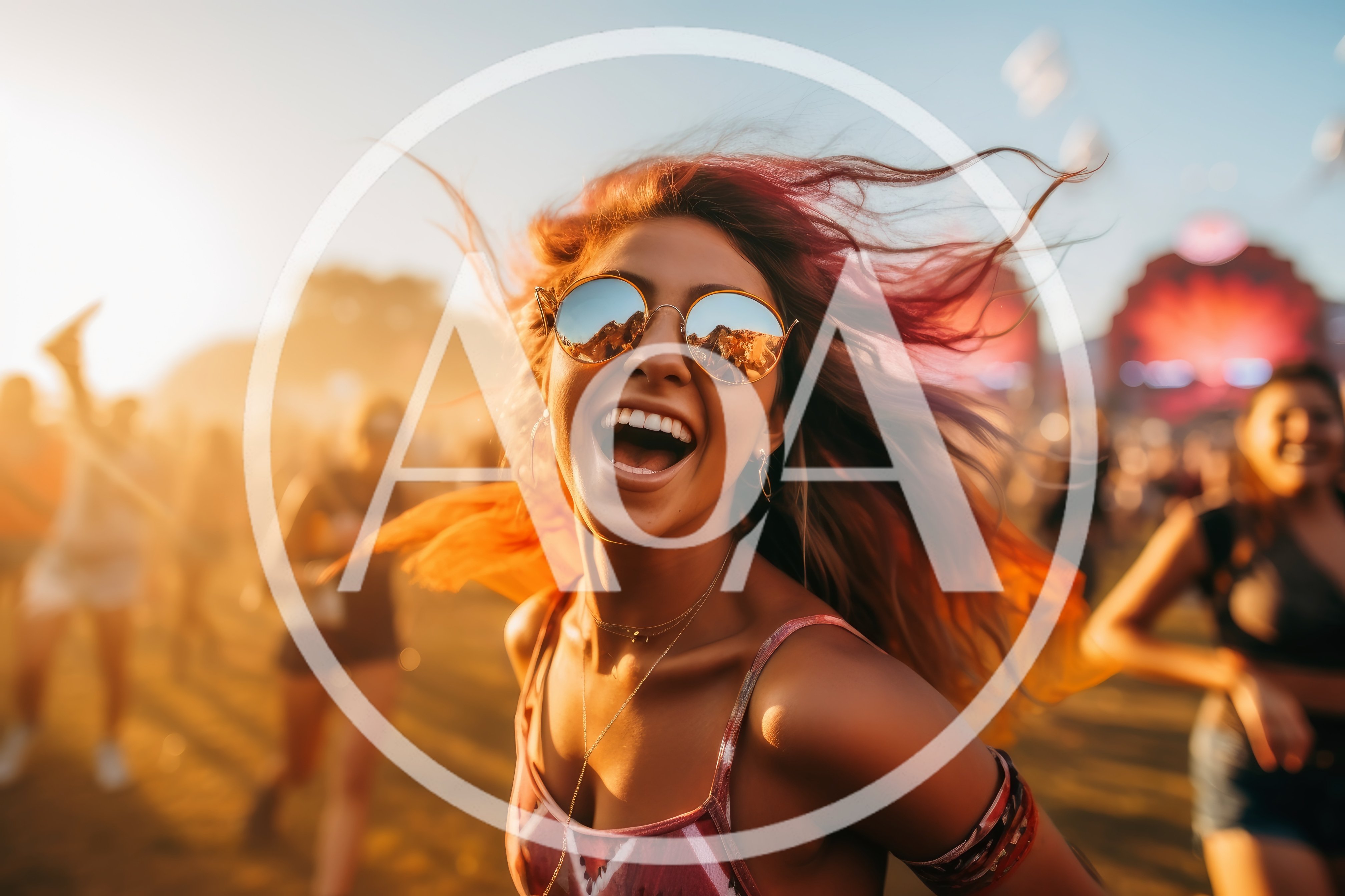 Young Woman Dancing Joyfully at Outdoor Music Festival