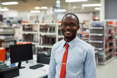 Smiling Professional Man Standing In A Retail Store
