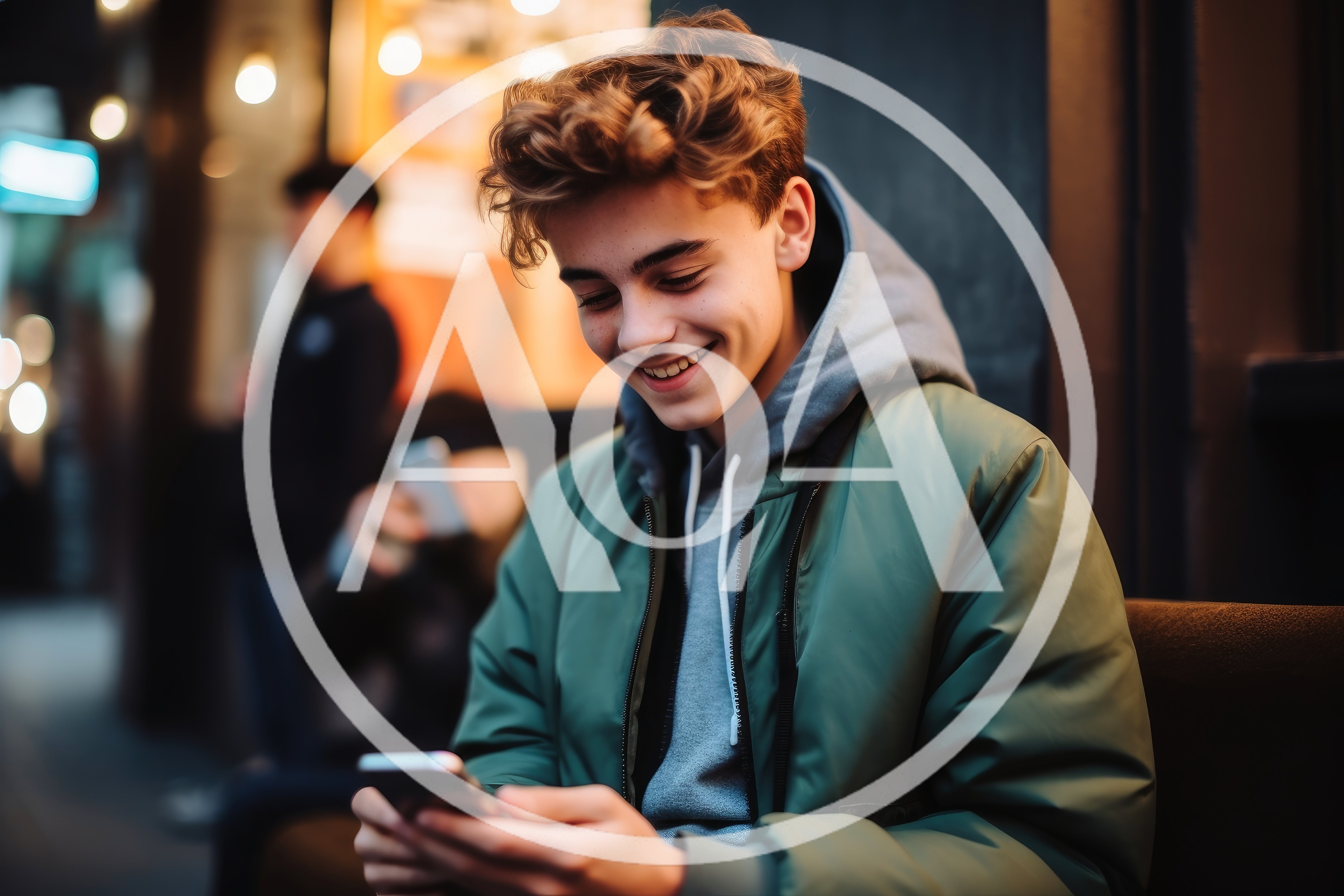 Young Man Smiling While Using Smartphone Outdoors