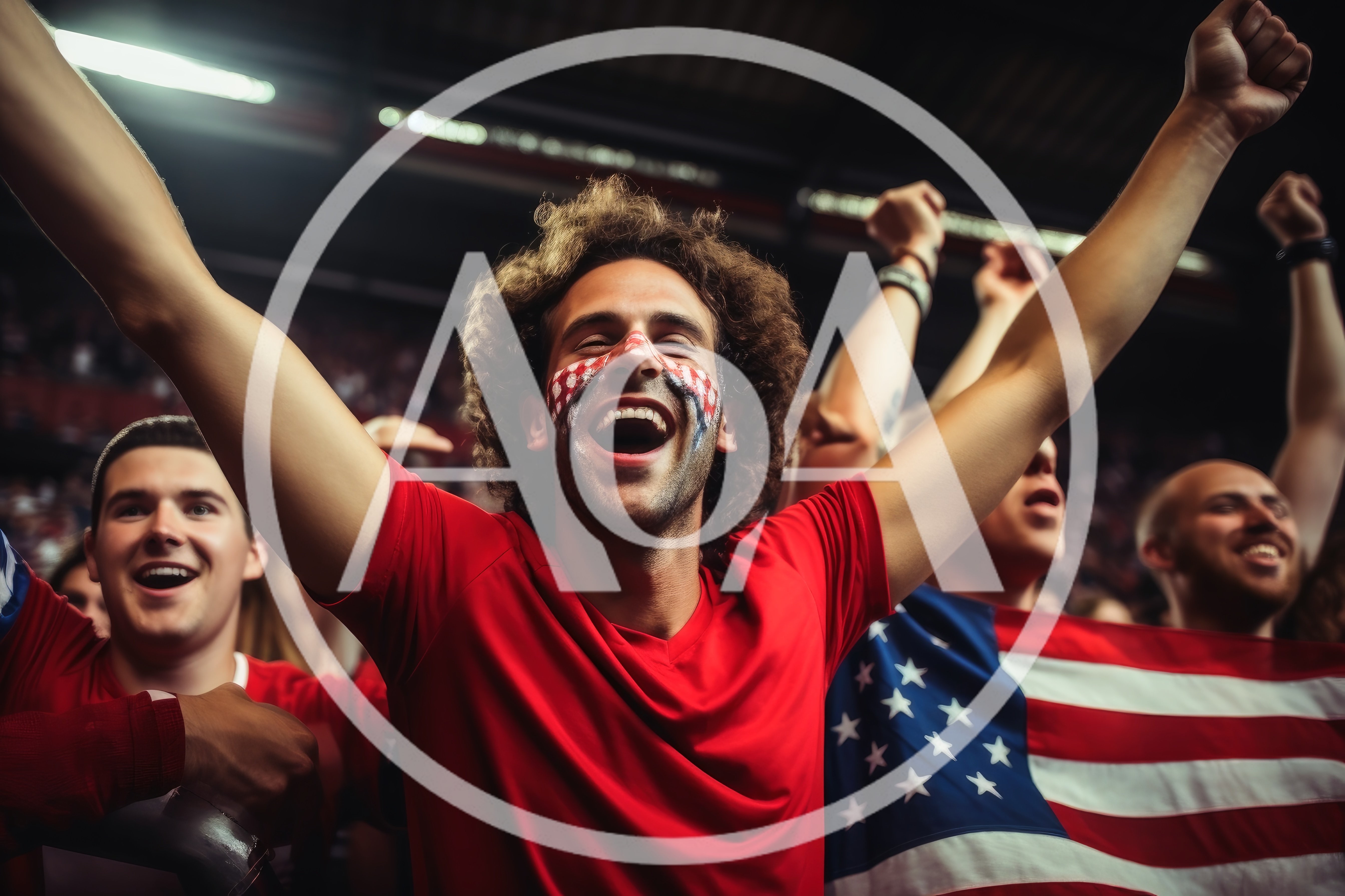 Excited Soccer Fans Cheering In A Stadium