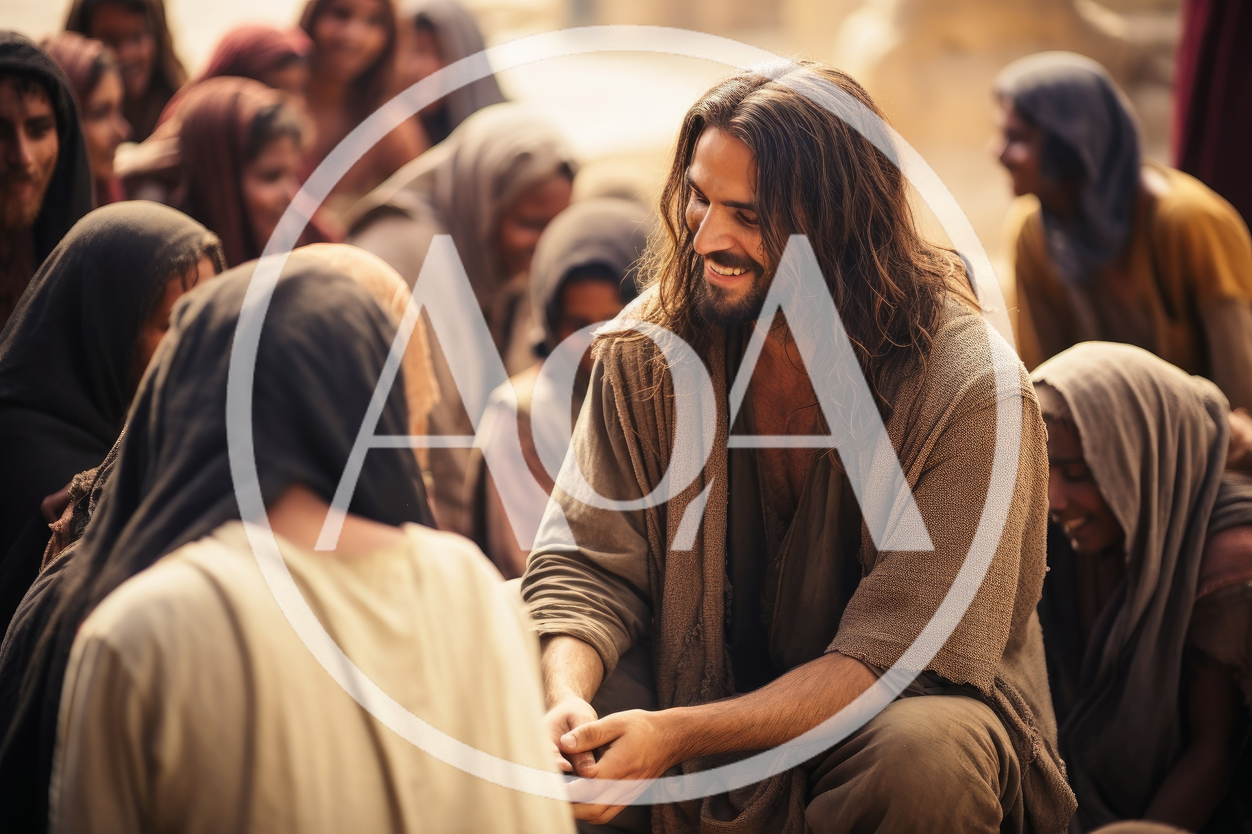 Jesus Christ Teaching A Group Of People