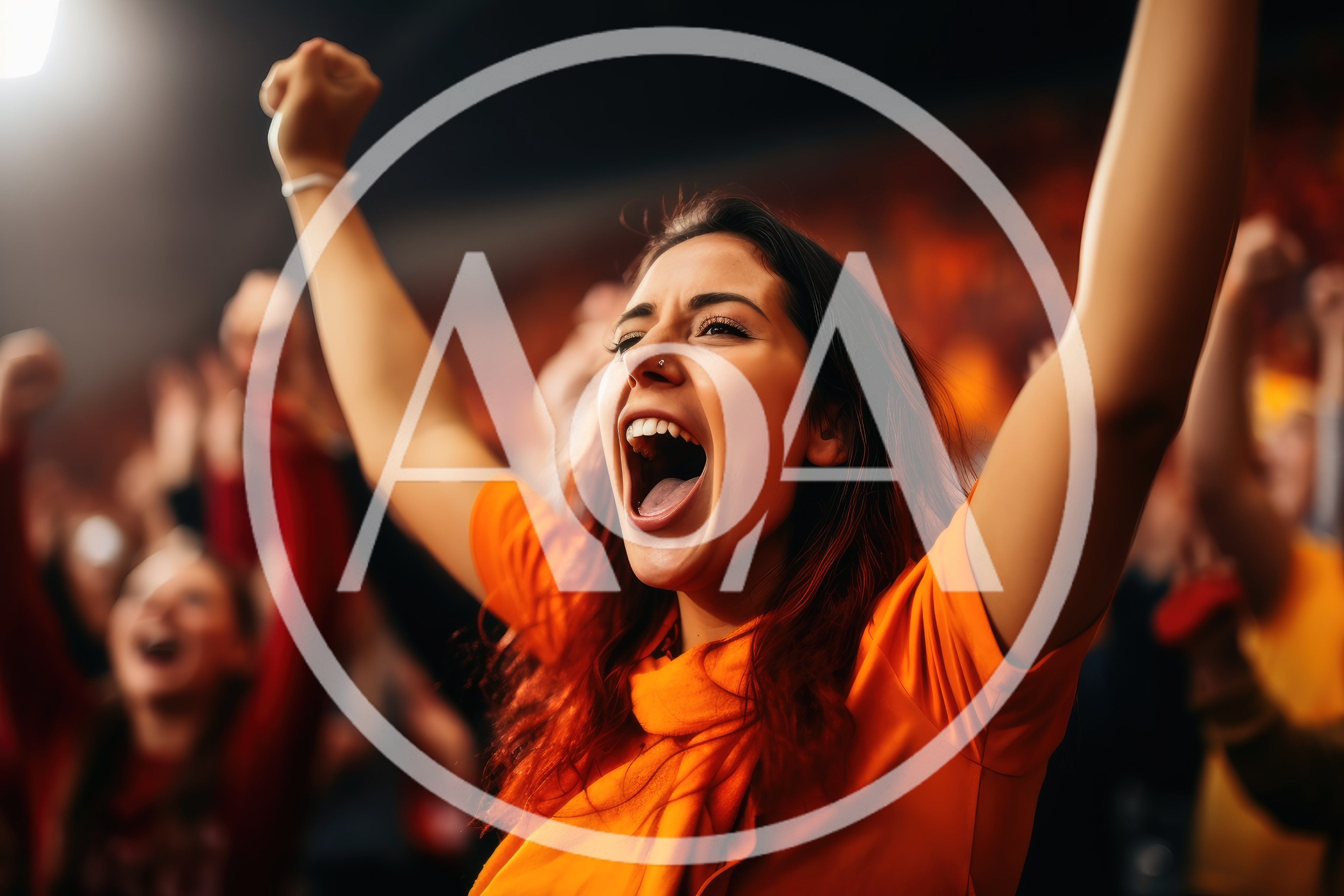 Excited Female Fan Cheering At A Sports Stadium