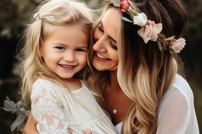 Mother and Daughter Sharing a Tender Moment Outdoors