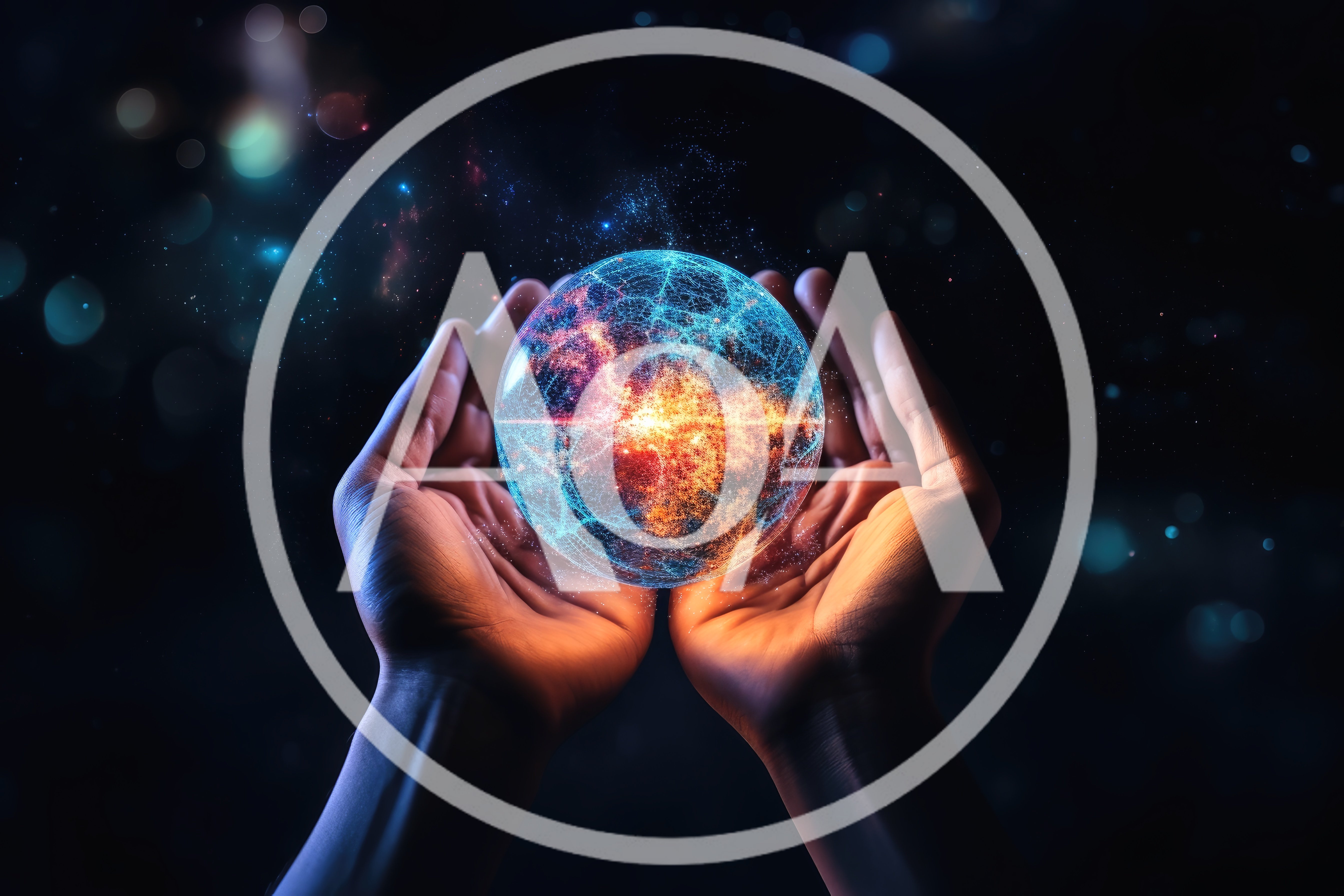 Human Hands Holding A Glowing Digital Energy Sphere