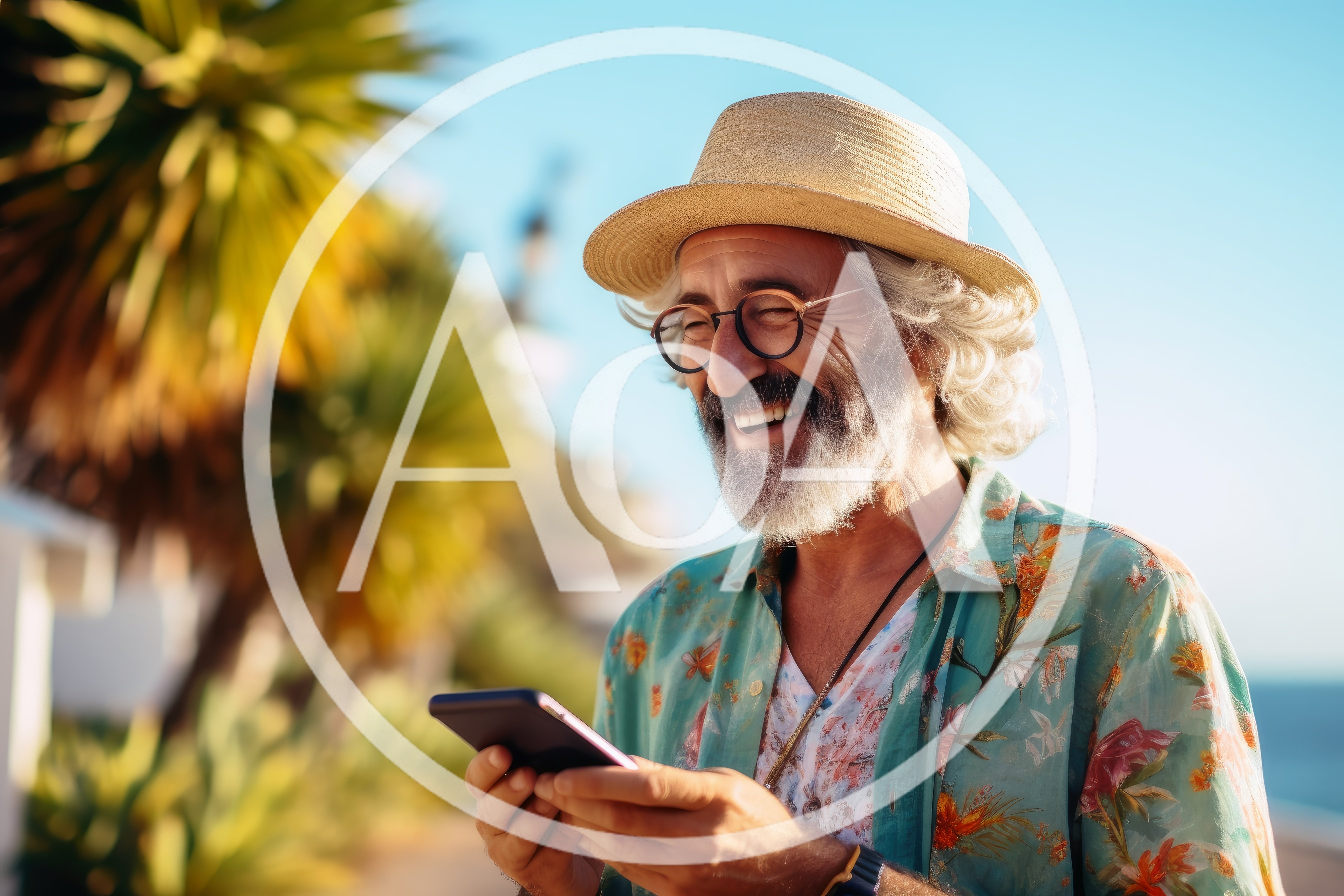 Happy Senior Man Using Smartphone Outdoors