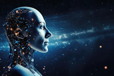 Profile View Of A Futuristic Android Cyborg Head
