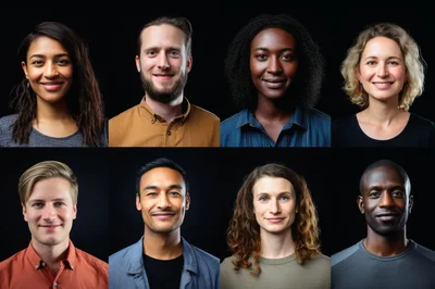 Diverse Group Of People Smiling Portraits