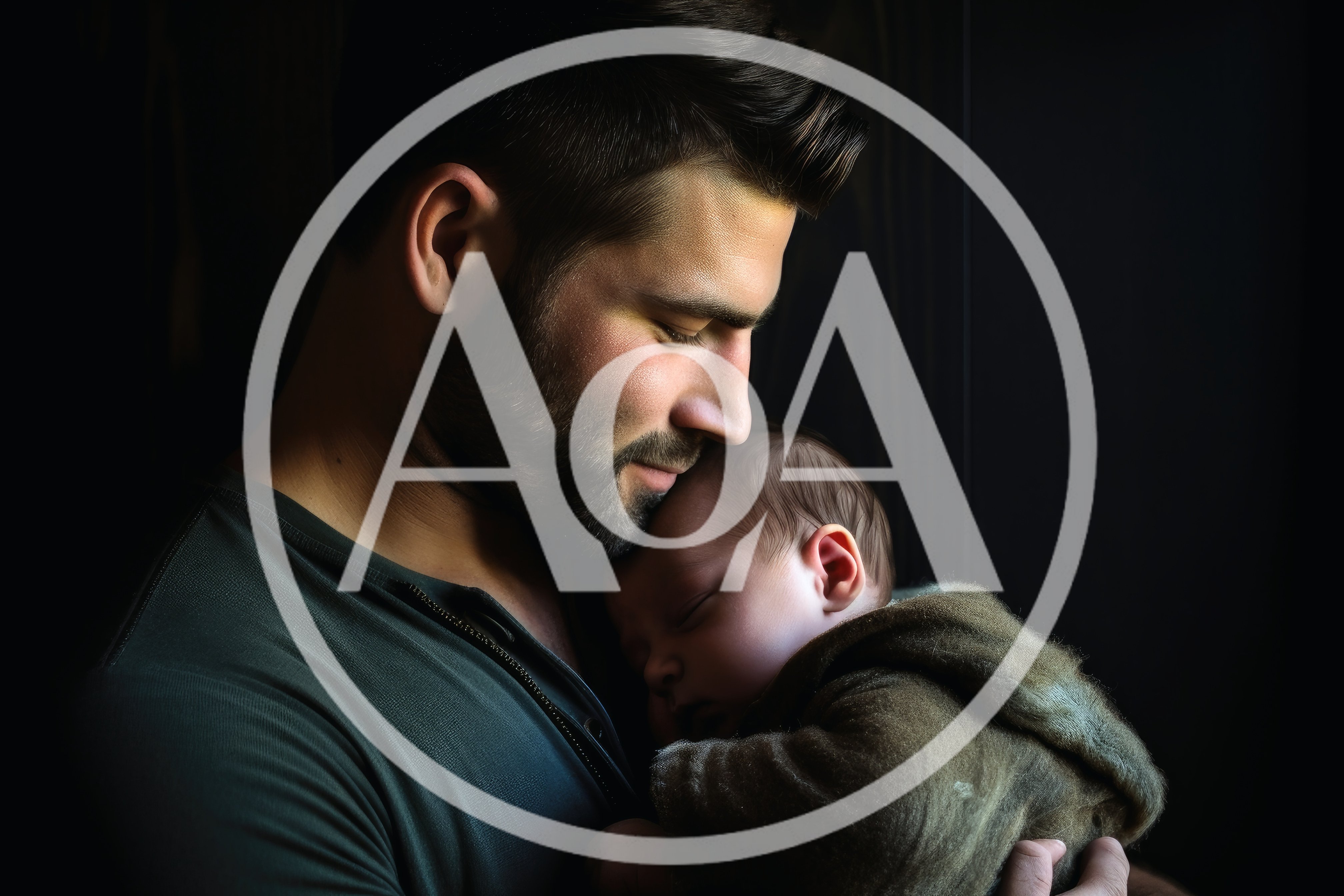 Father Holding His Sleeping Newborn Baby