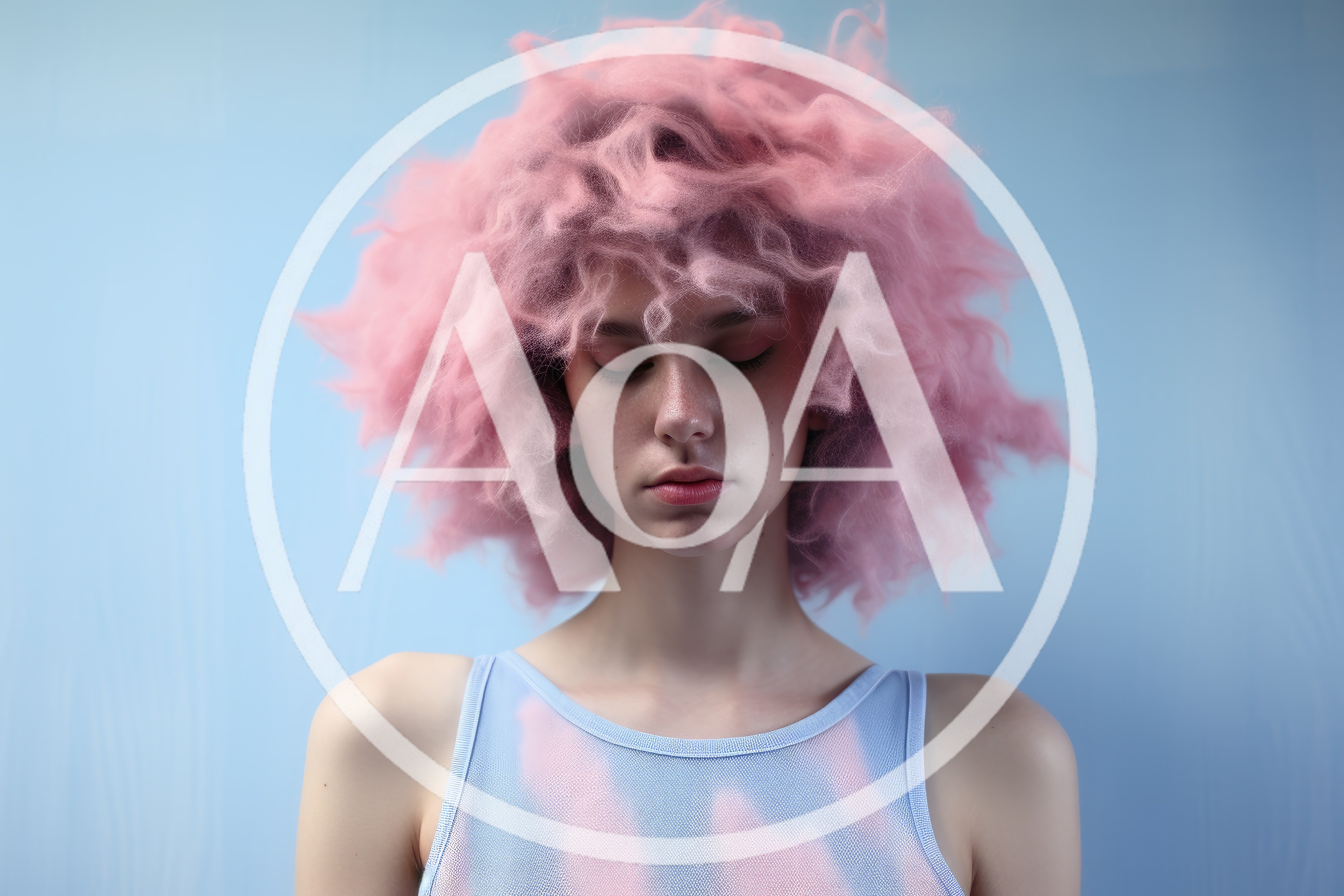 Portrait Of A Young Woman With Pink Afro Hair