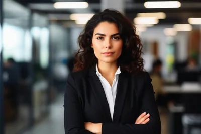 Professional Businesswoman Standing With Arms Crossed In Office