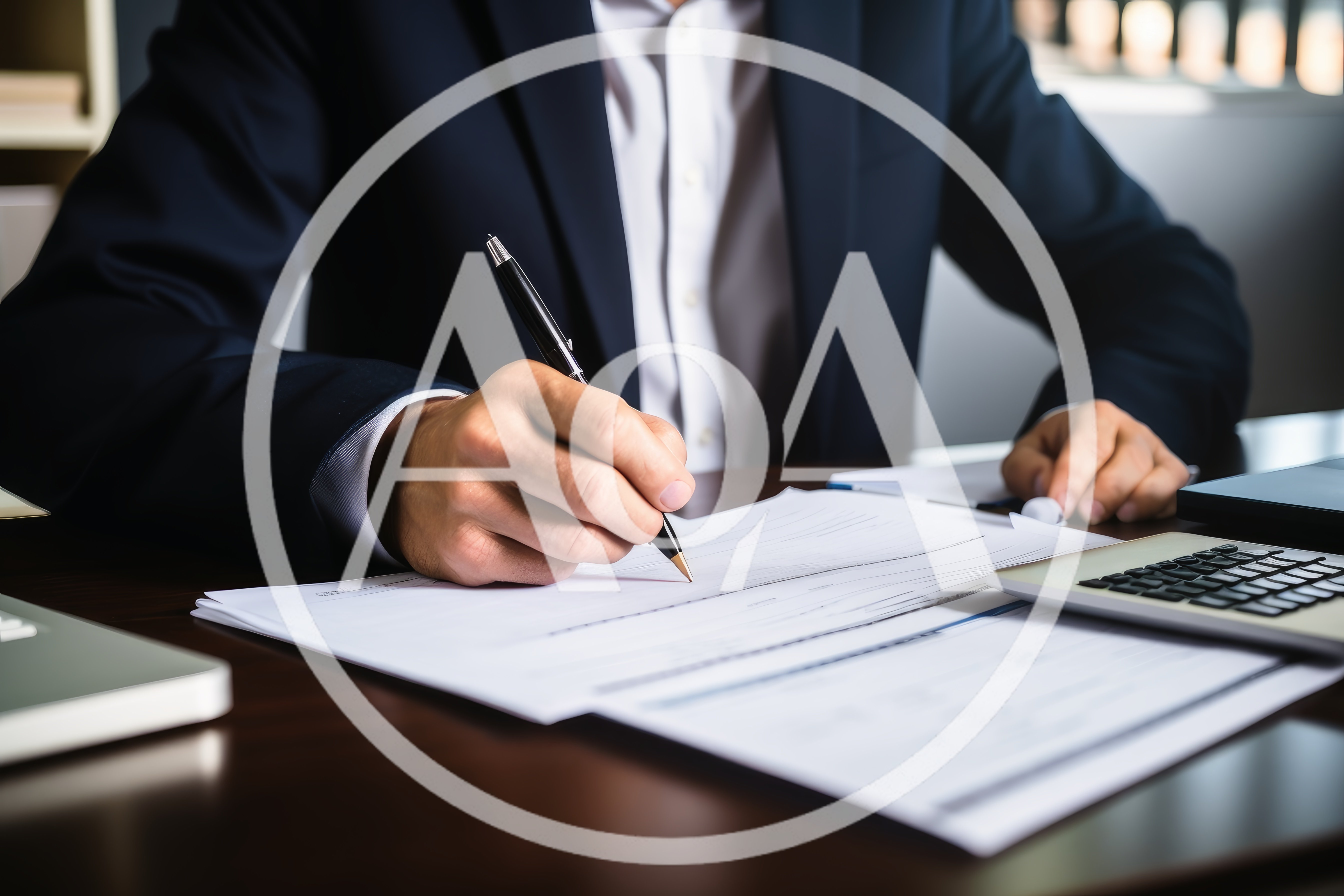 Businessman Signing Important Documents At Office Desk
