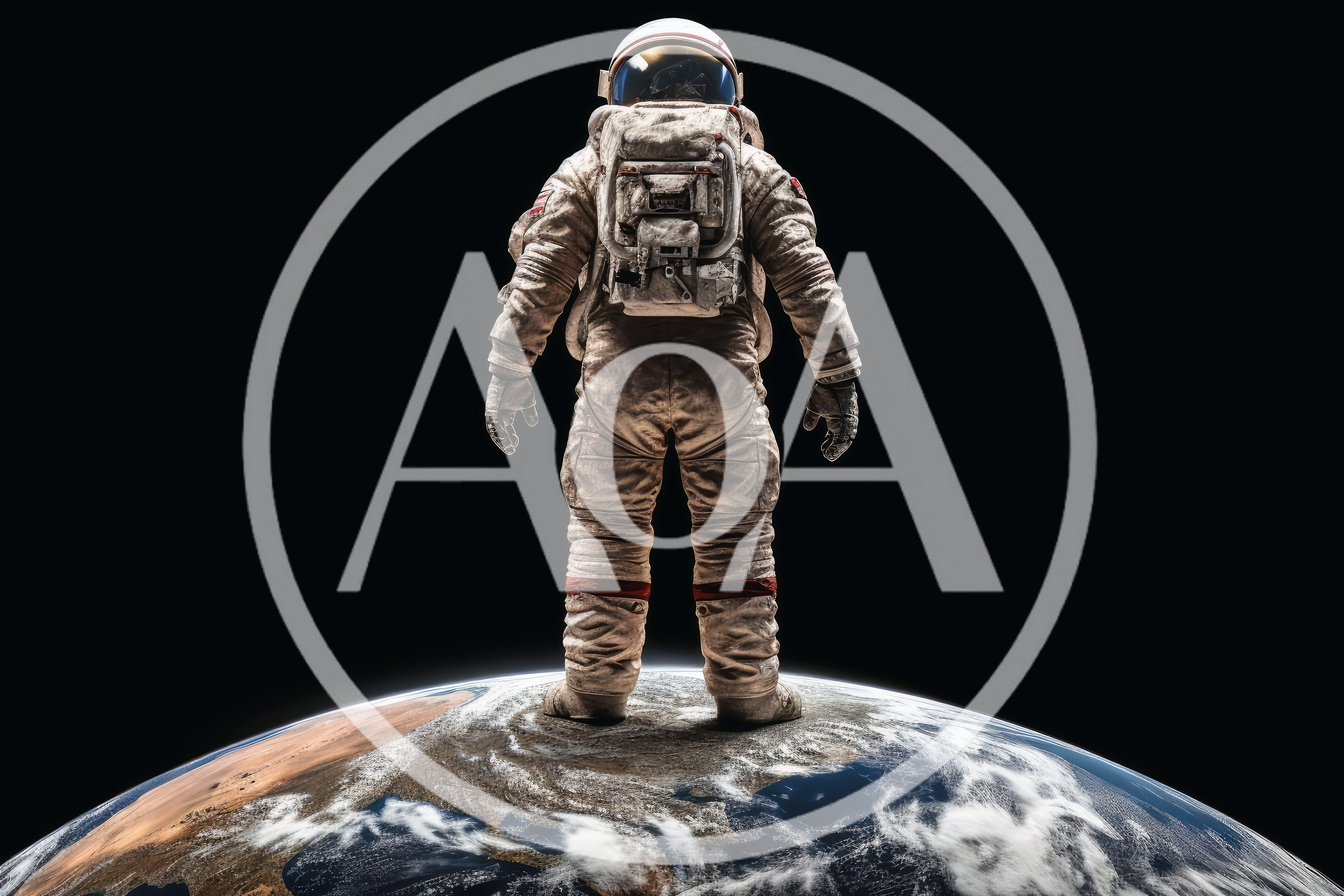 Astronaut Standing On Top Of Planet Earth