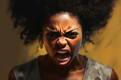 Portrait Of An Angry Woman Screaming