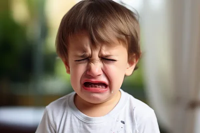 Crying Toddler Boy With Tearful Expression