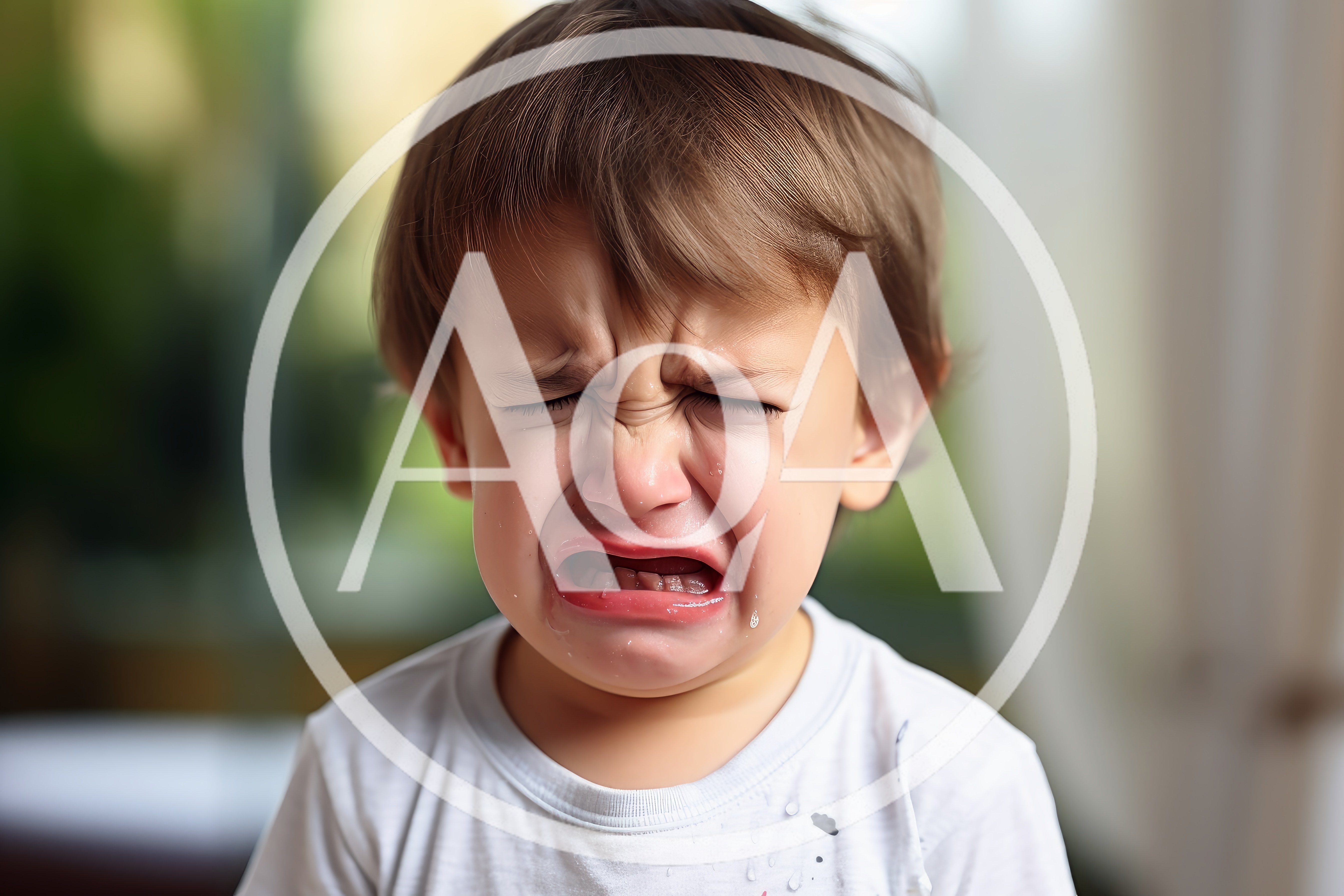 Crying Toddler Boy With Tearful Expression