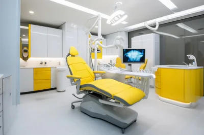 Modern Dental Clinic Office With Yellow Chair