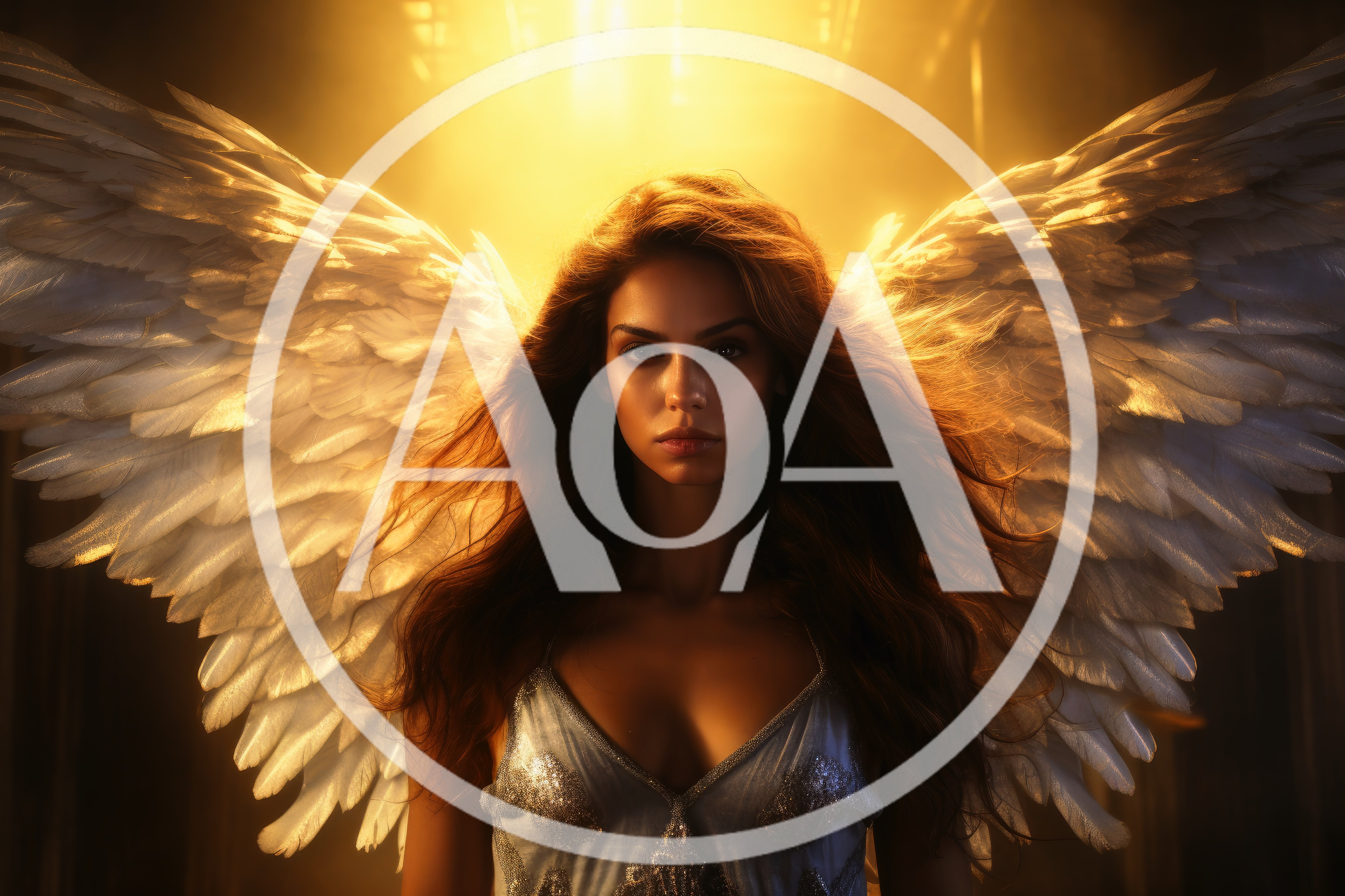 Portrait Of A Beautiful Angel With Large White Wings