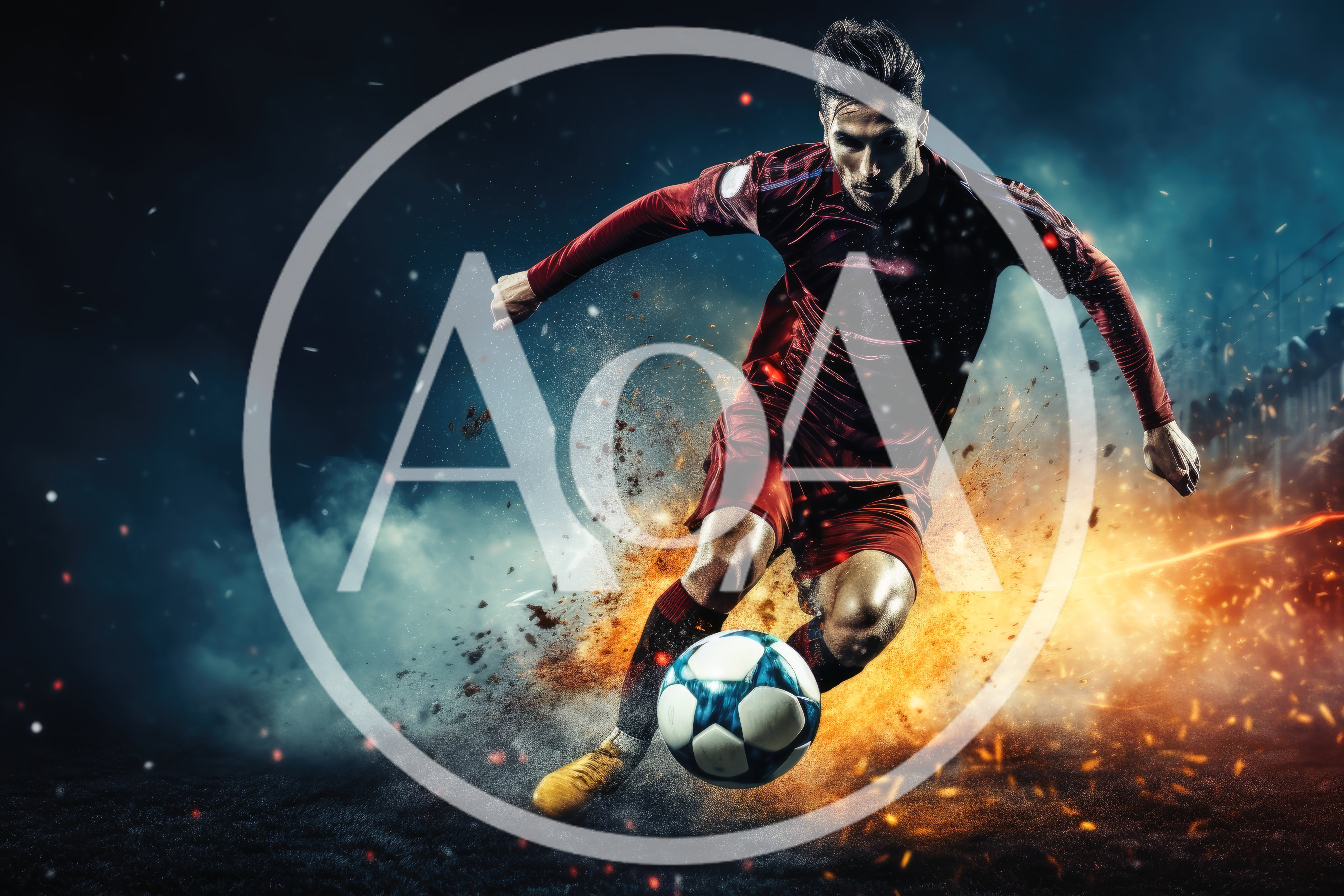Professional Soccer Player Dribbling Ball With Explosive Energy