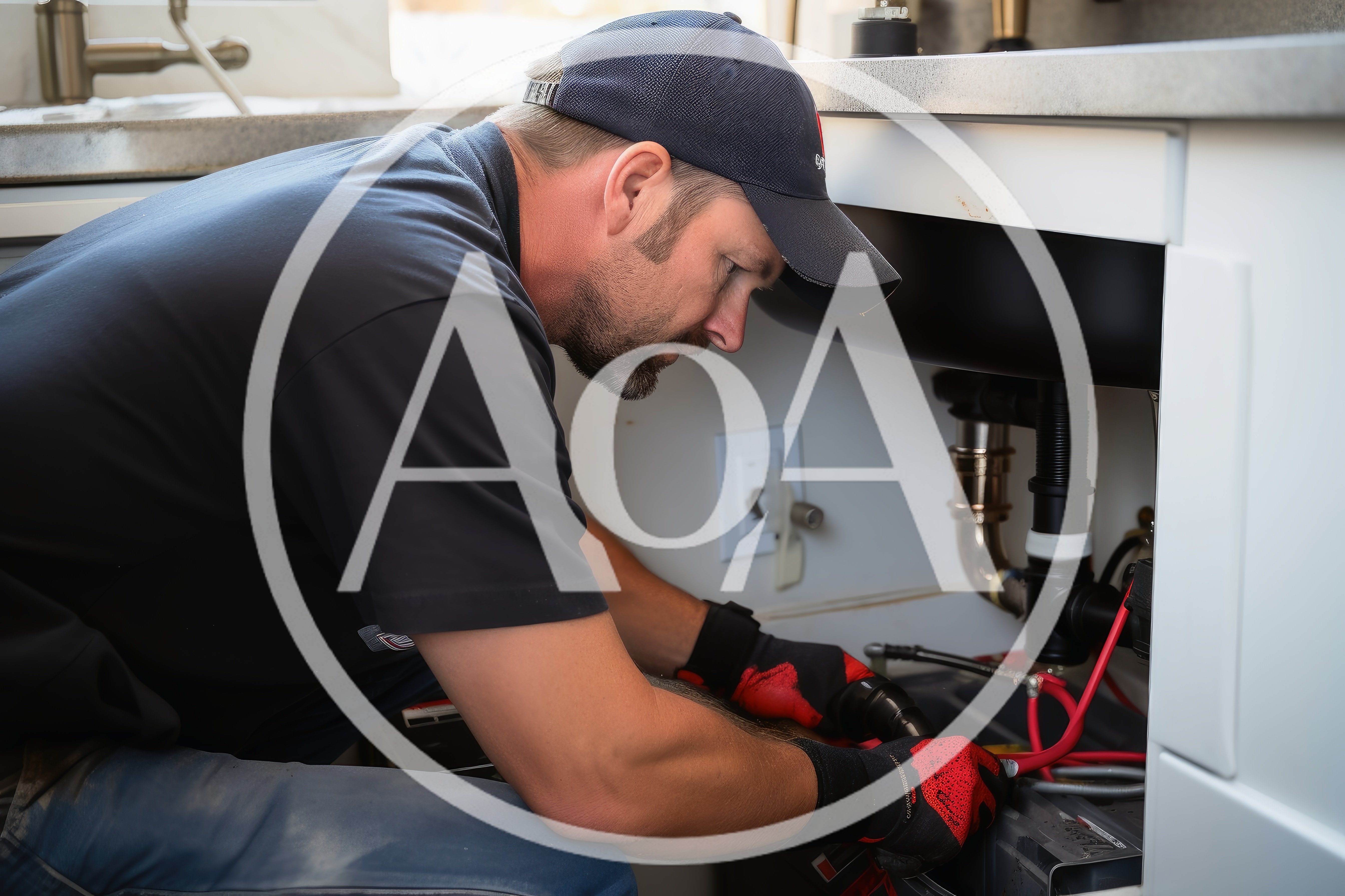 Professional Plumber Repairing Kitchen Sink Plumbing