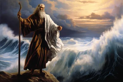 Biblical Prophet Moses Parting The Red Sea