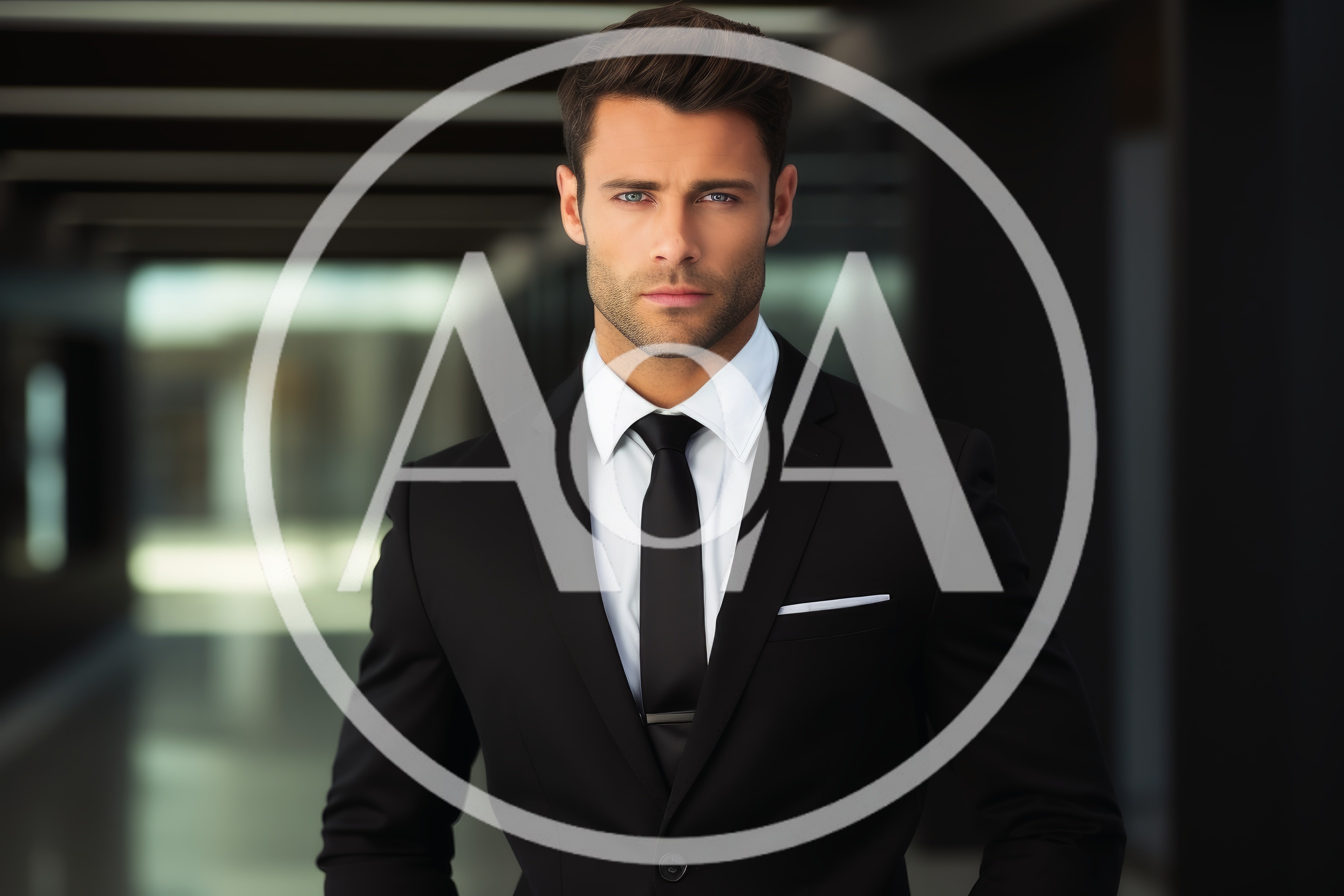 Professional Businessman Standing In Modern Office Hallway