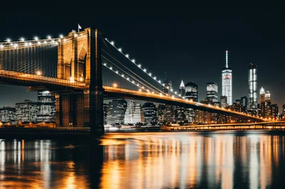 Brooklyn Bridge and New York City Skyline at Night