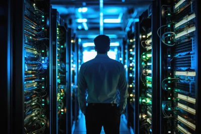 IT Professional Standing In A Modern Data Center