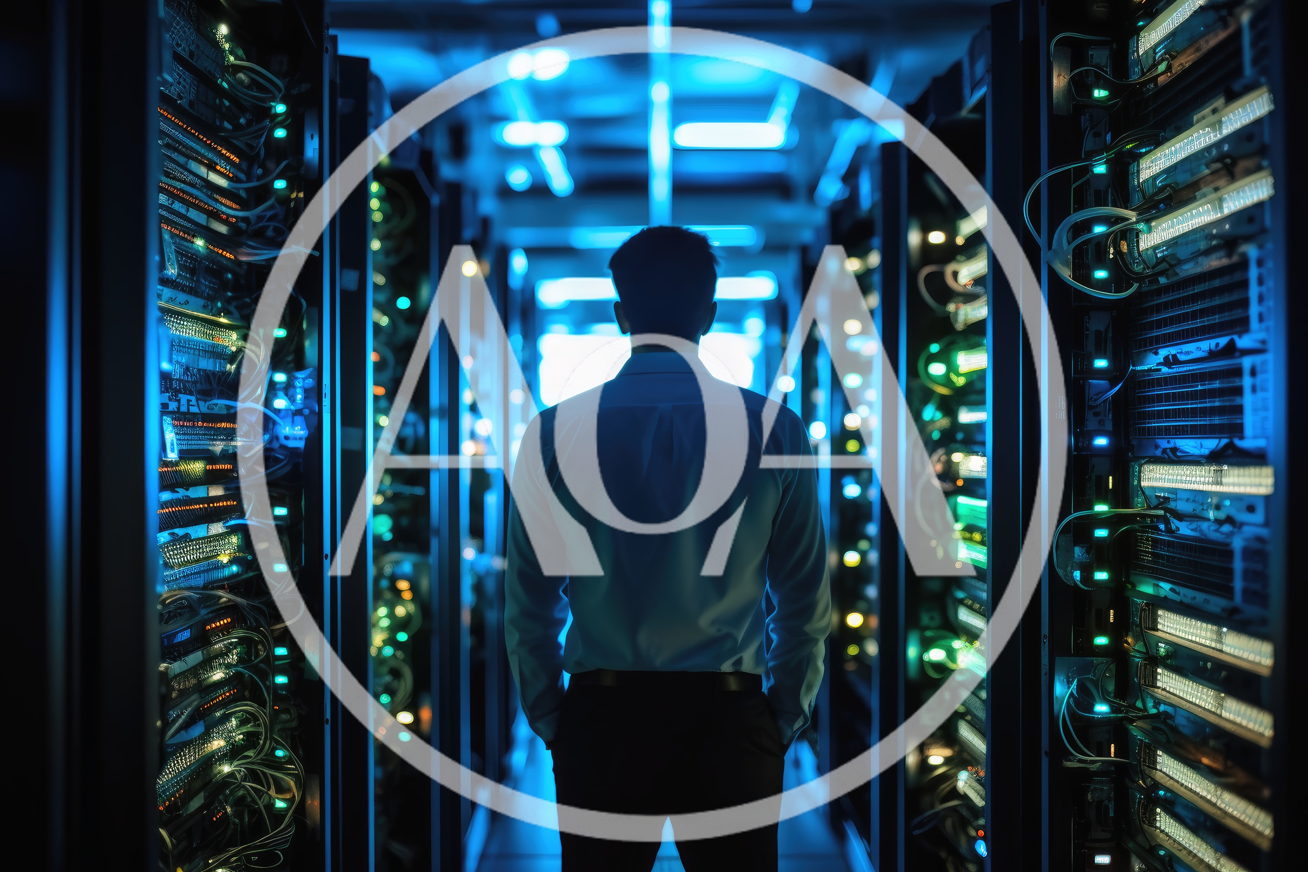 IT Professional Standing In A Modern Data Center