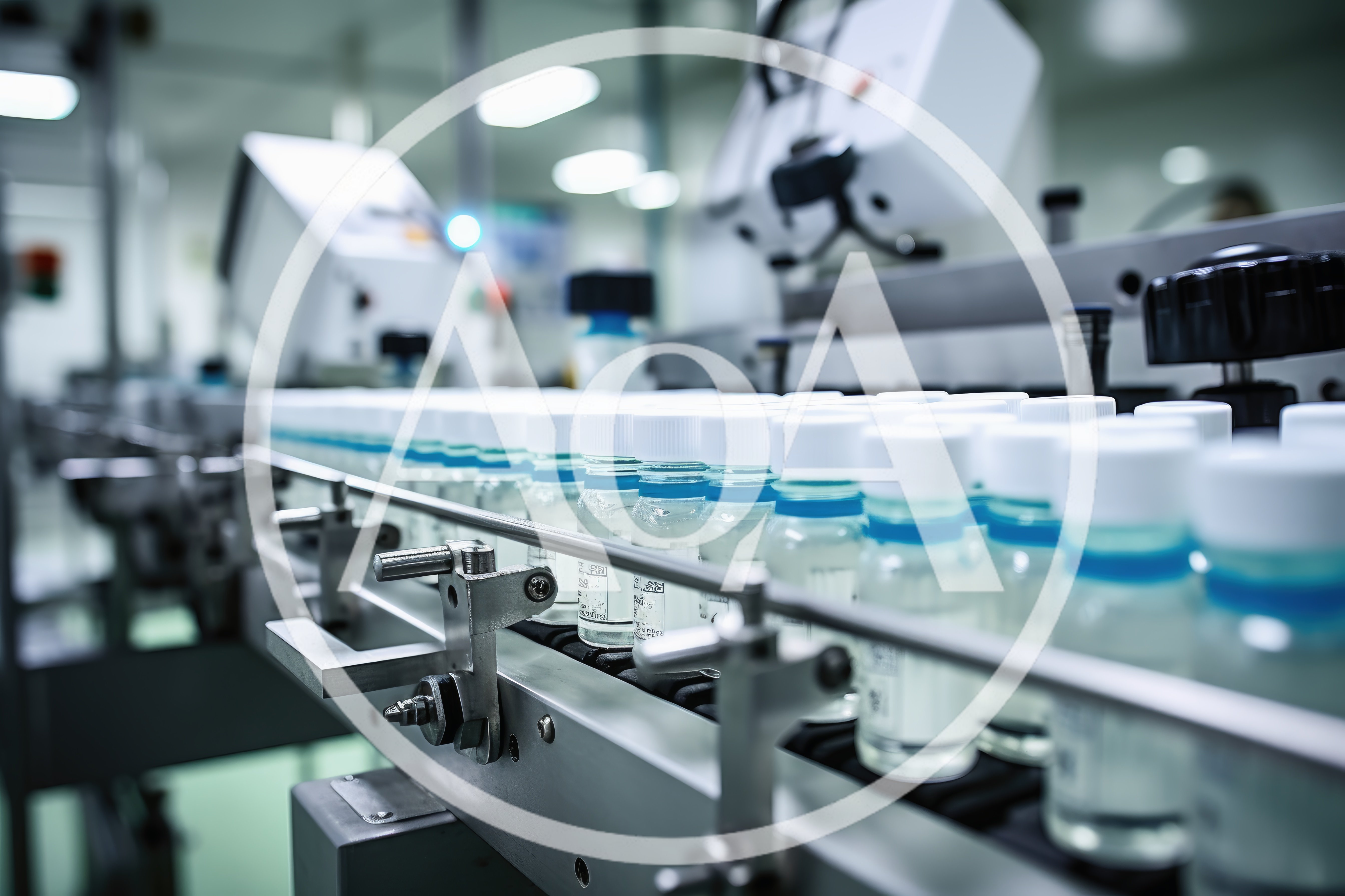Pharmaceutical Vials Moving Along Automated Production Line