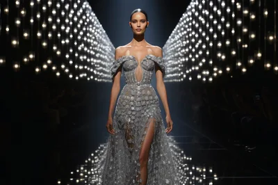 Fashion Model Walking On A High Fashion Runway