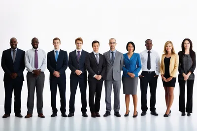 Diverse Professional Business Team Standing In A Row