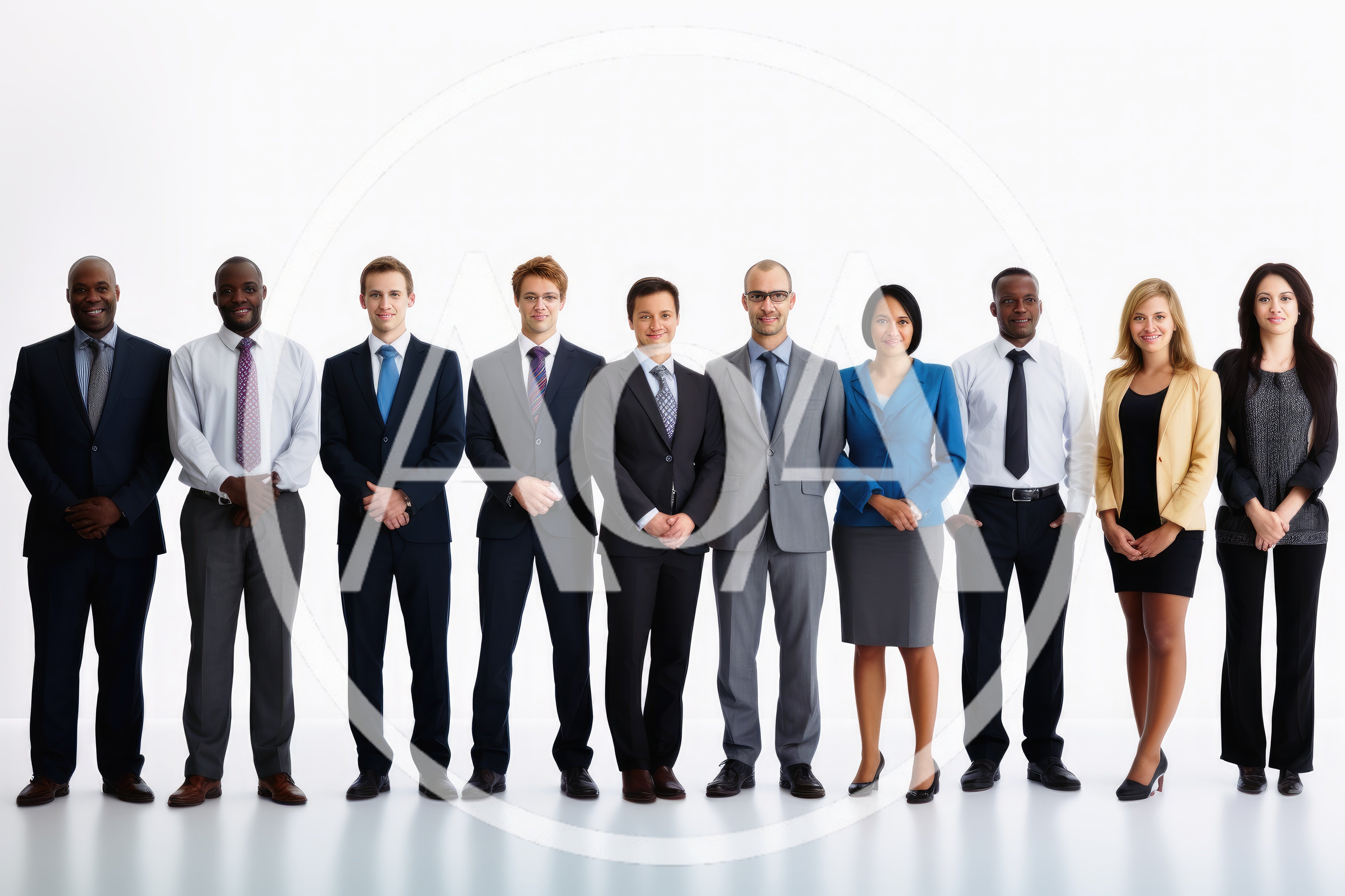 Diverse Professional Business Team Standing In A Row