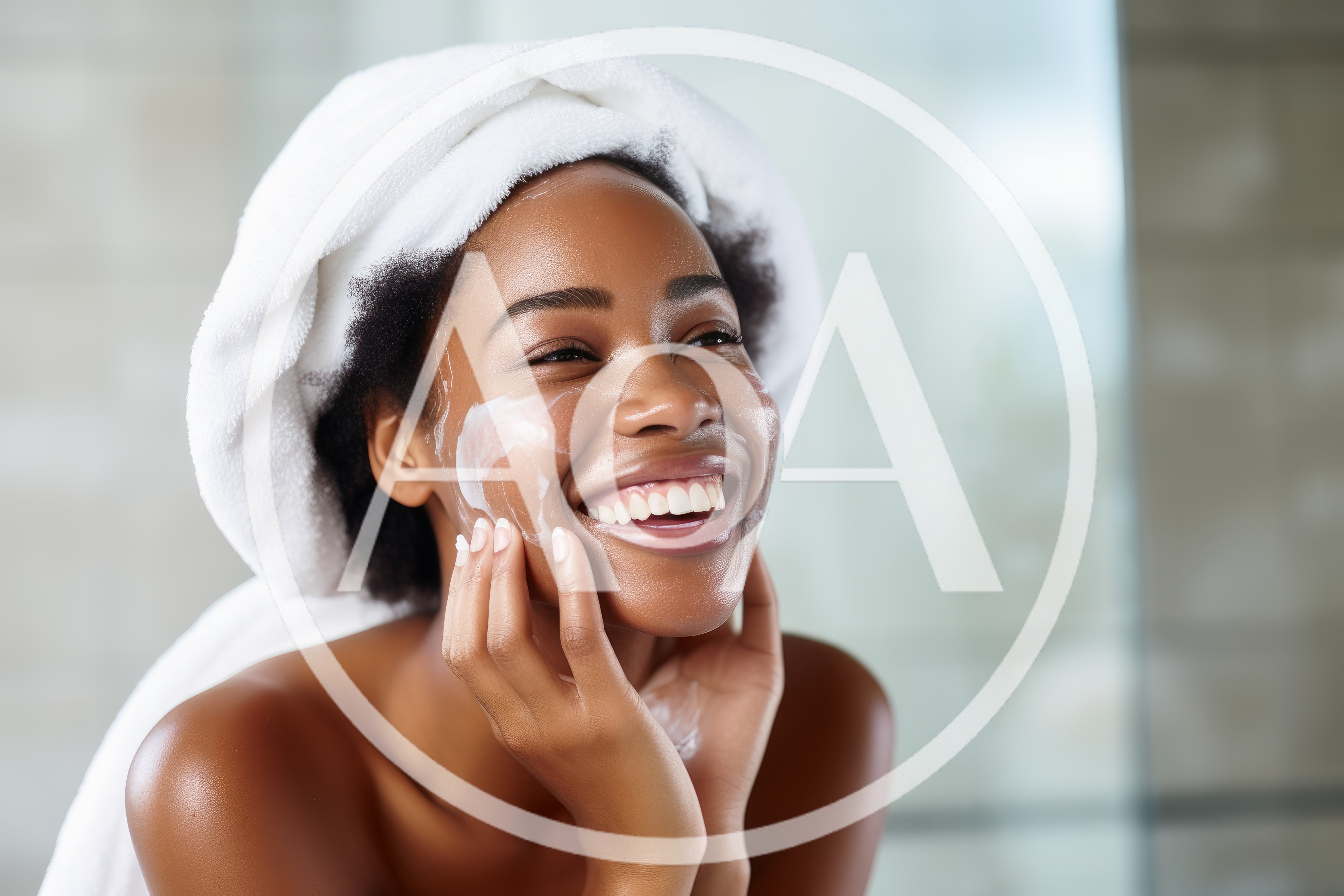 Young Black Woman Applying Skincare Cream In Bathroom