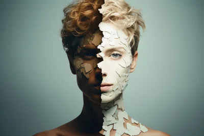 Conceptual Portrait Of A Person With Cracked Skin