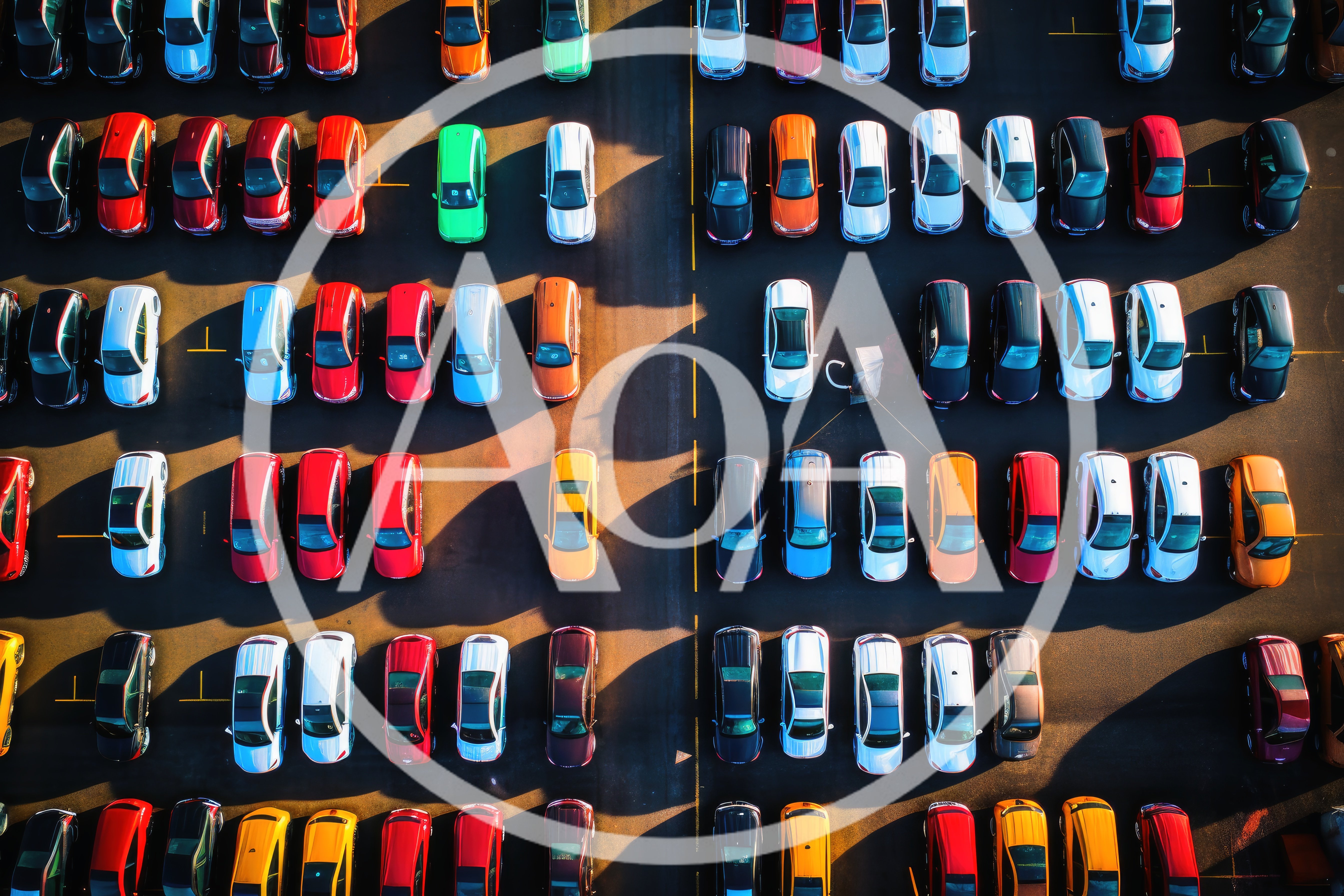 Aerial View of a Large Car Dealership Parking Lot