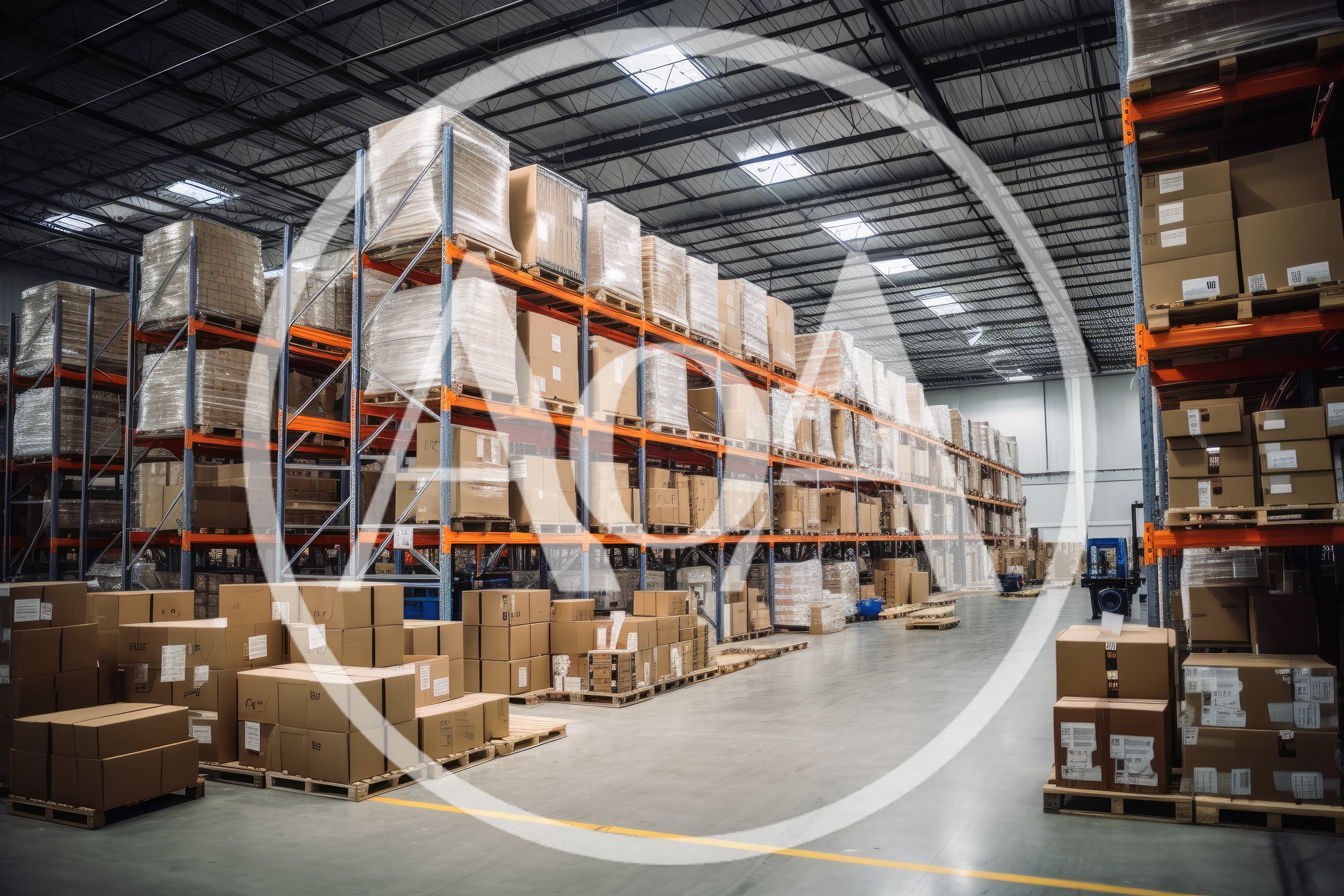 Large Industrial Warehouse With Palletized Storage Racks