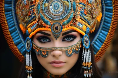Portrait Of A Woman In Ornate Tribal Headdress