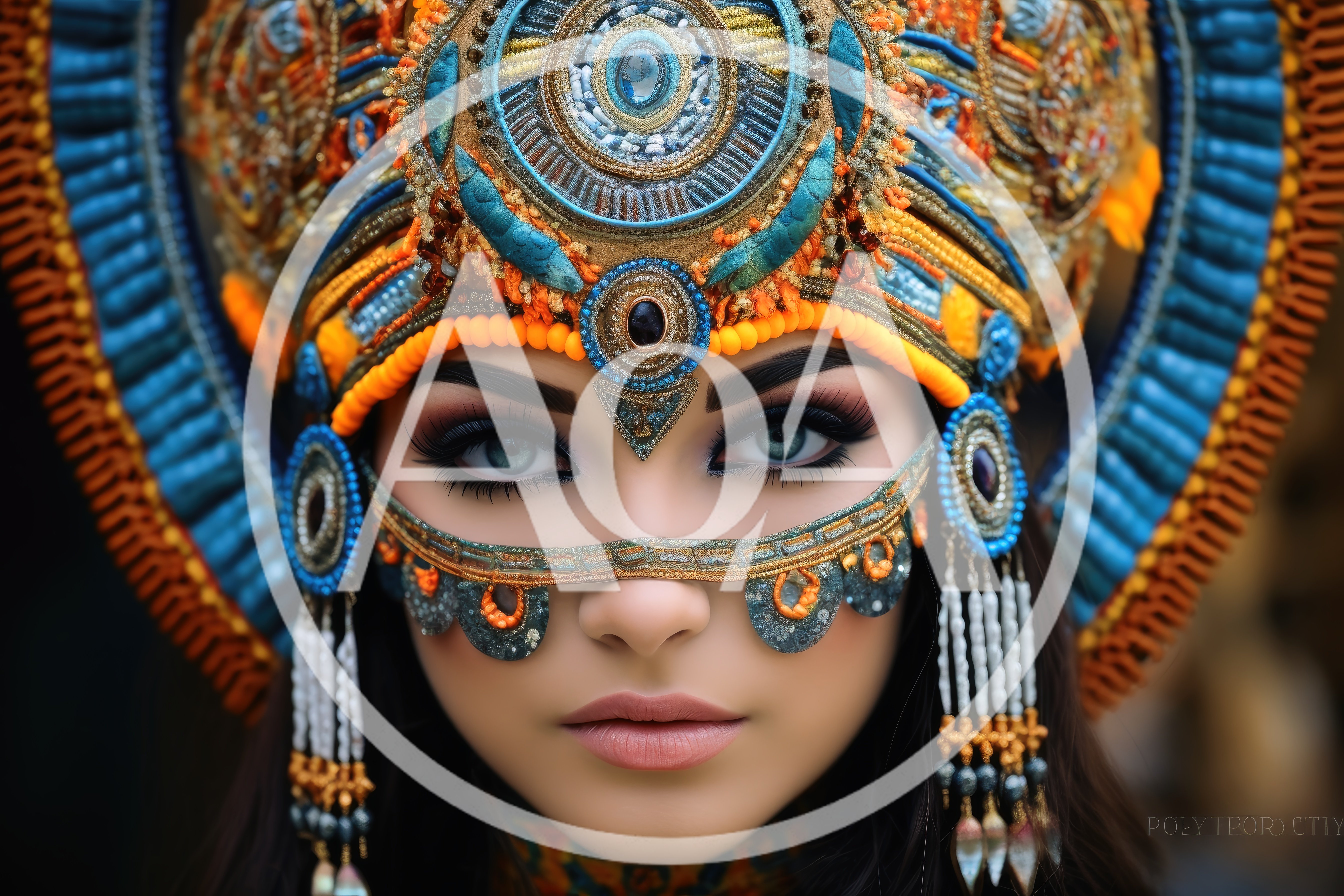 Portrait Of A Woman In Ornate Tribal Headdress