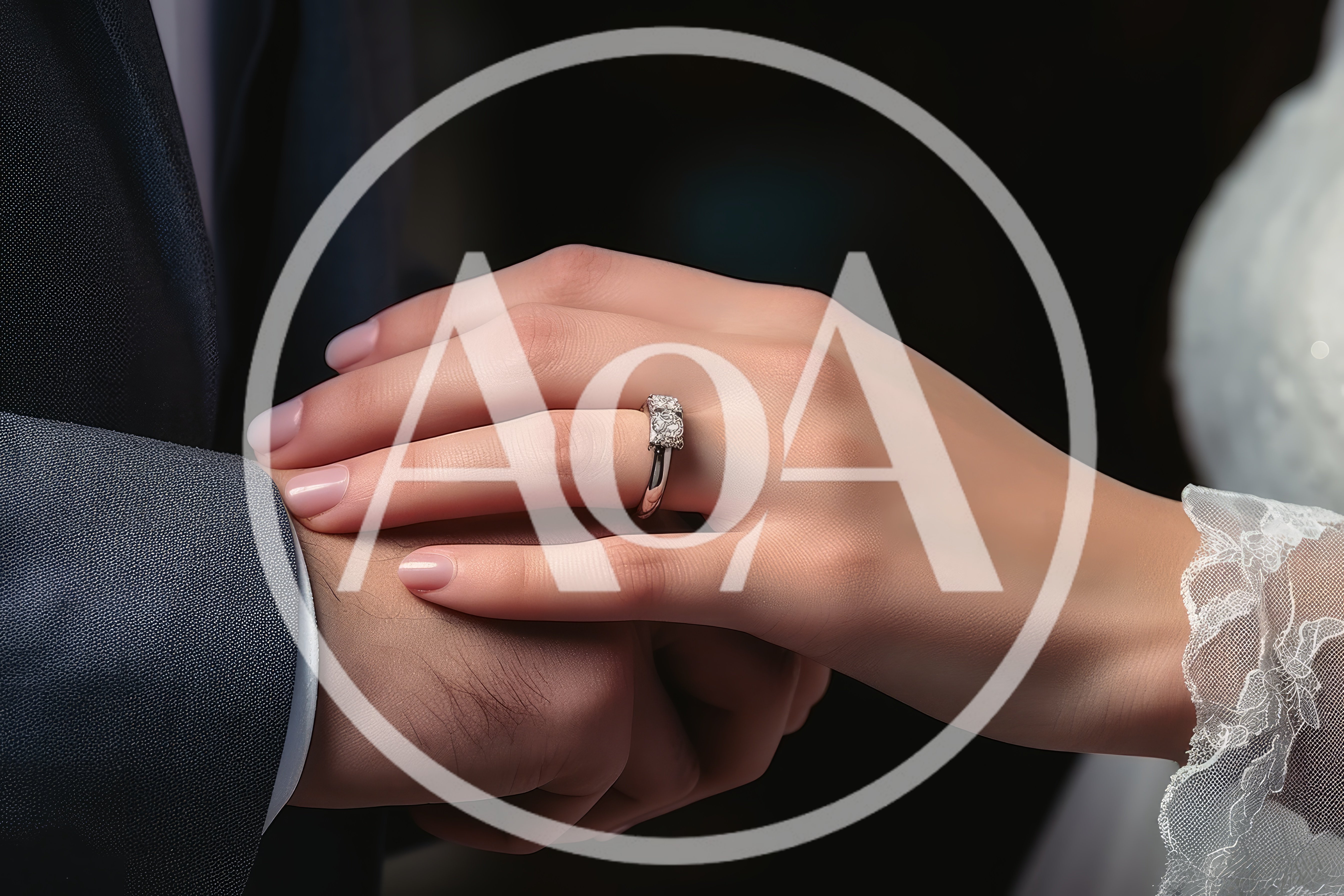 Close Up Of A Bride Holding The Grooms Hand