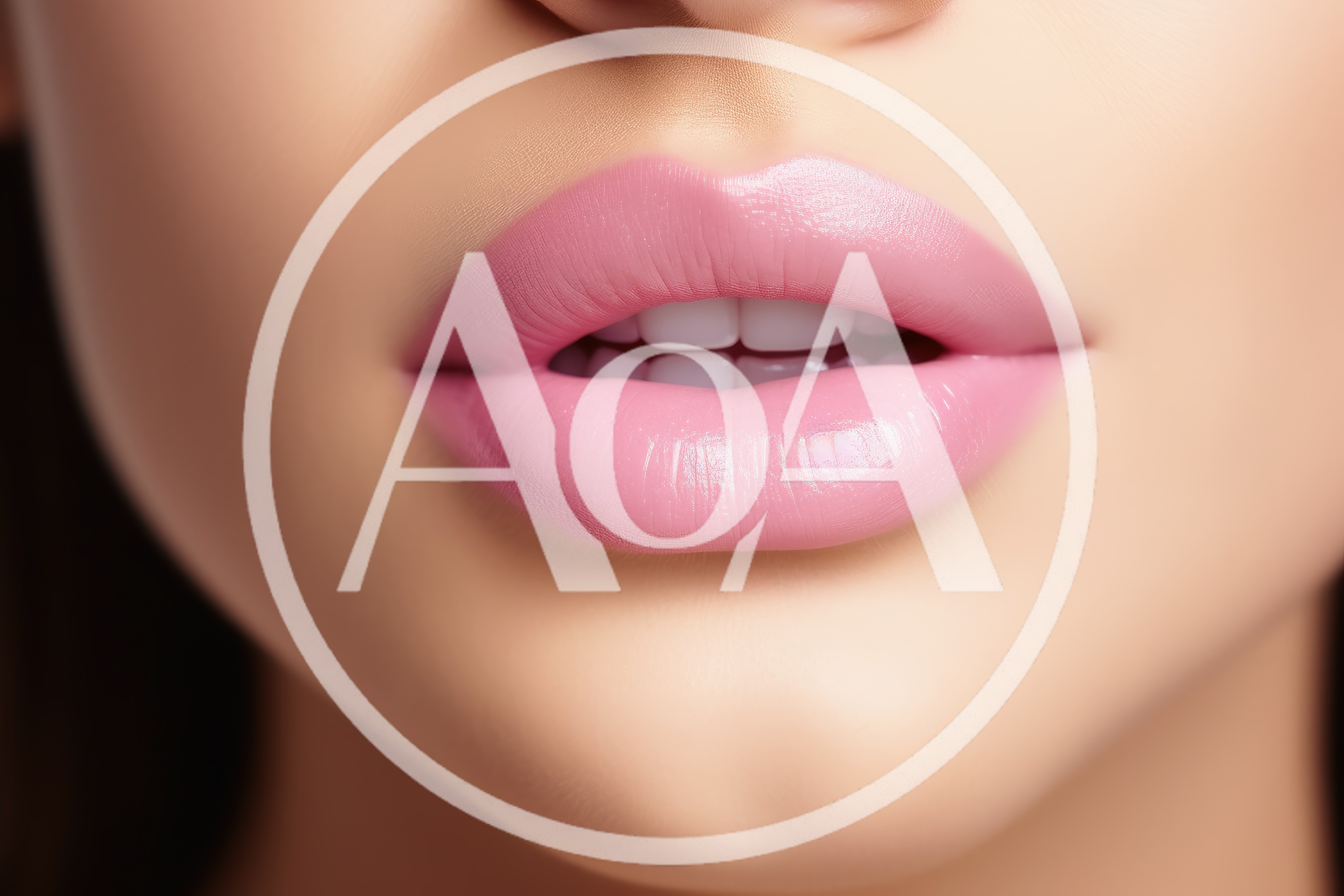 Close Up Of Woman With Glossy Pink Lips