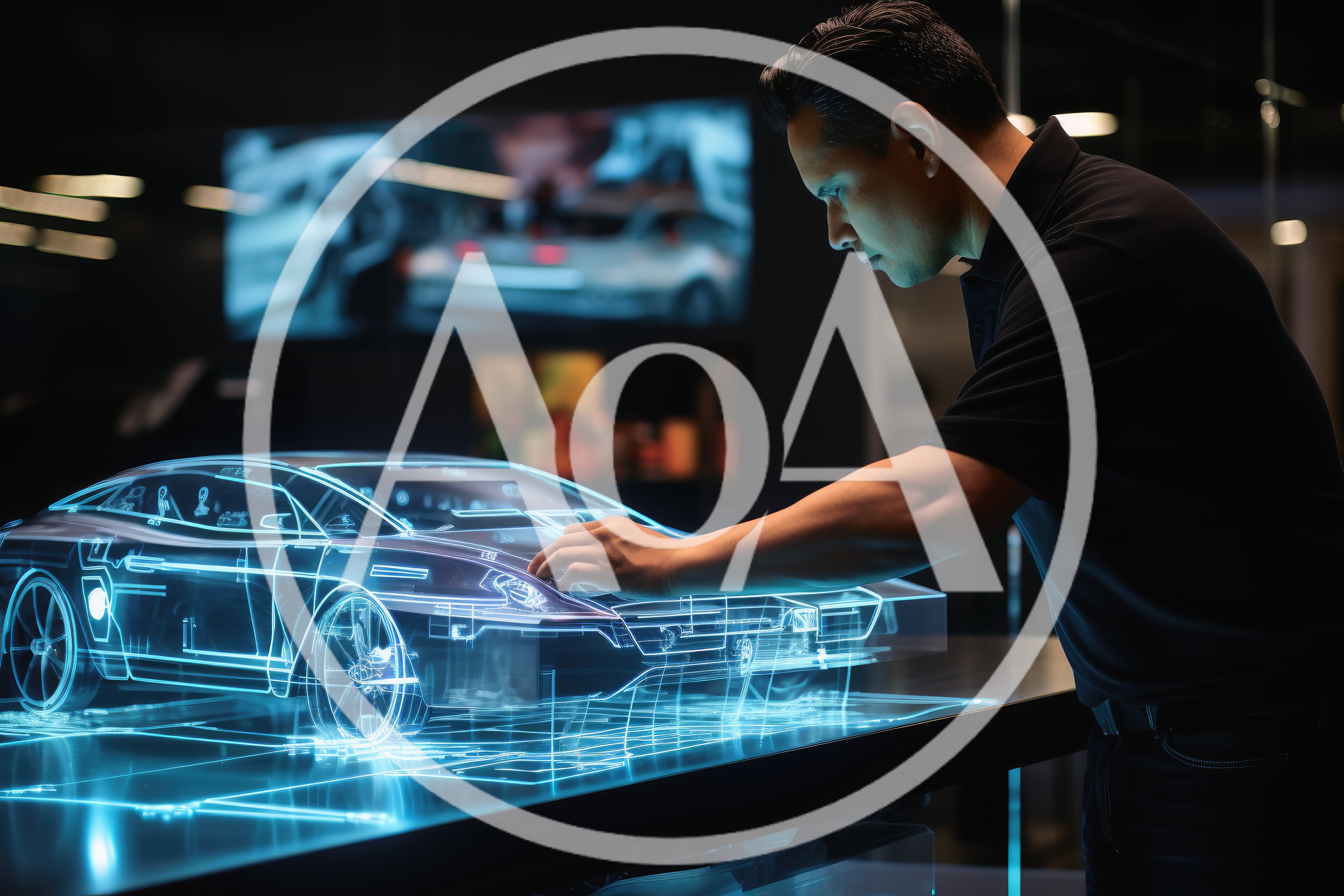 Automotive Designer Interacting With Holographic Car Model