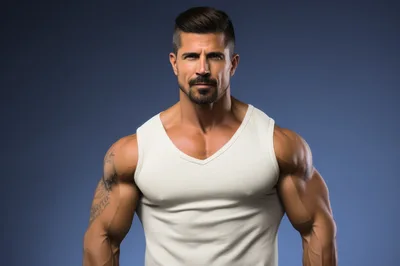 Muscular Man Posing In White Tank Top
