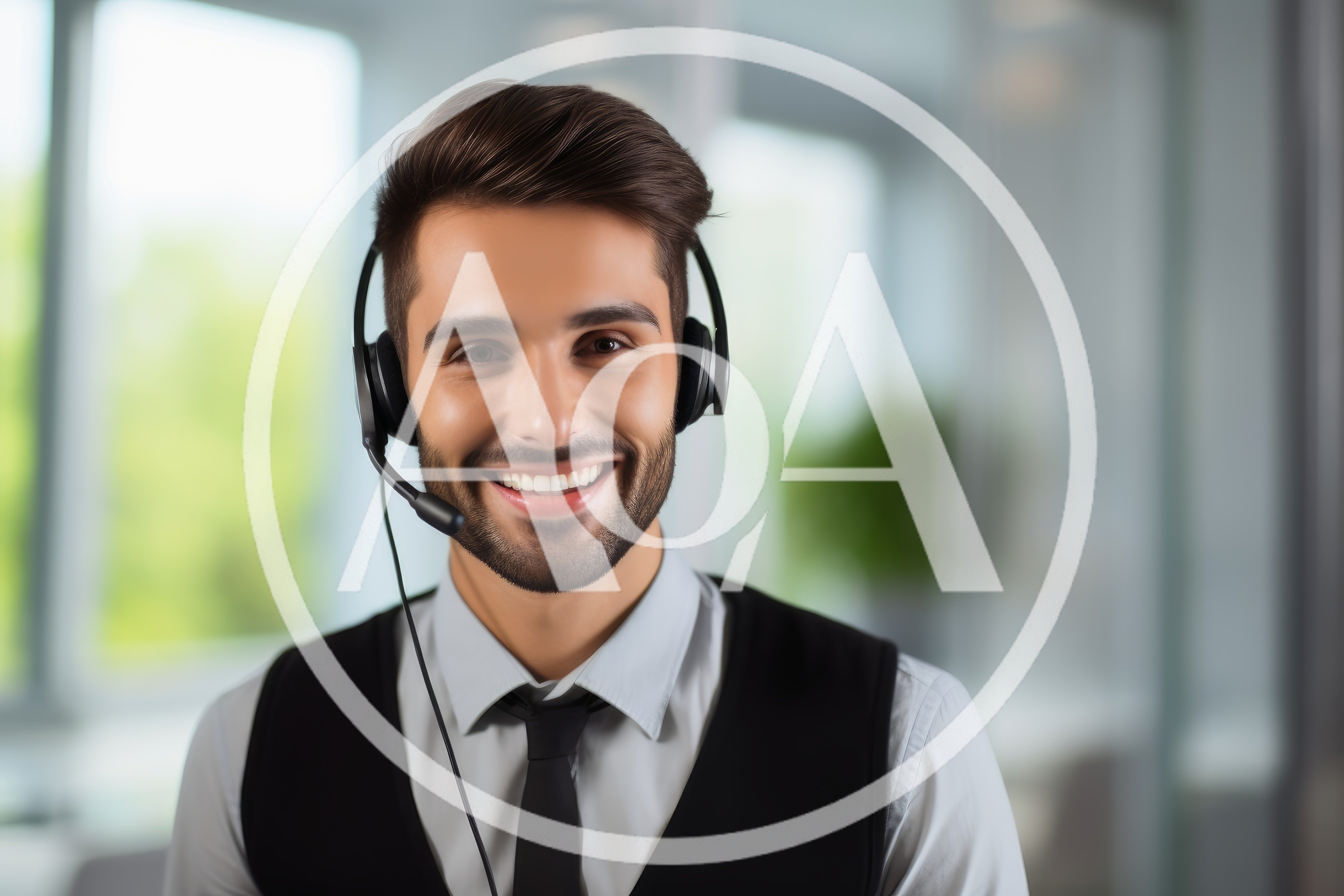 Professional Customer Service Representative Wearing Headset