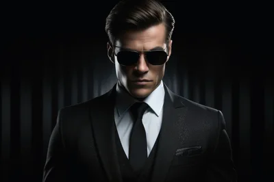 Portrait of a Sophisticated Man in a Black Suit