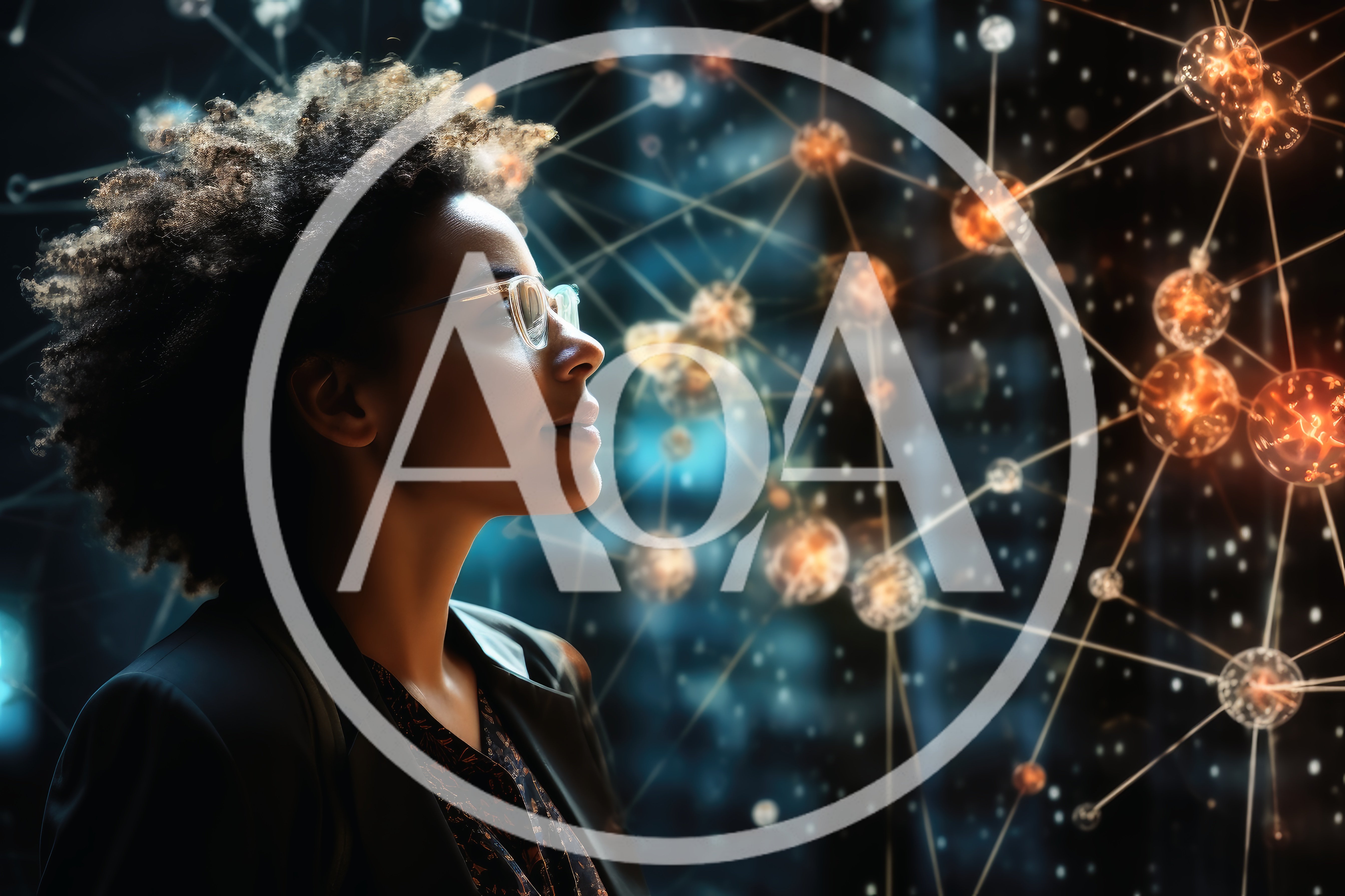 Professional Woman Looking At Digital Network Visualization